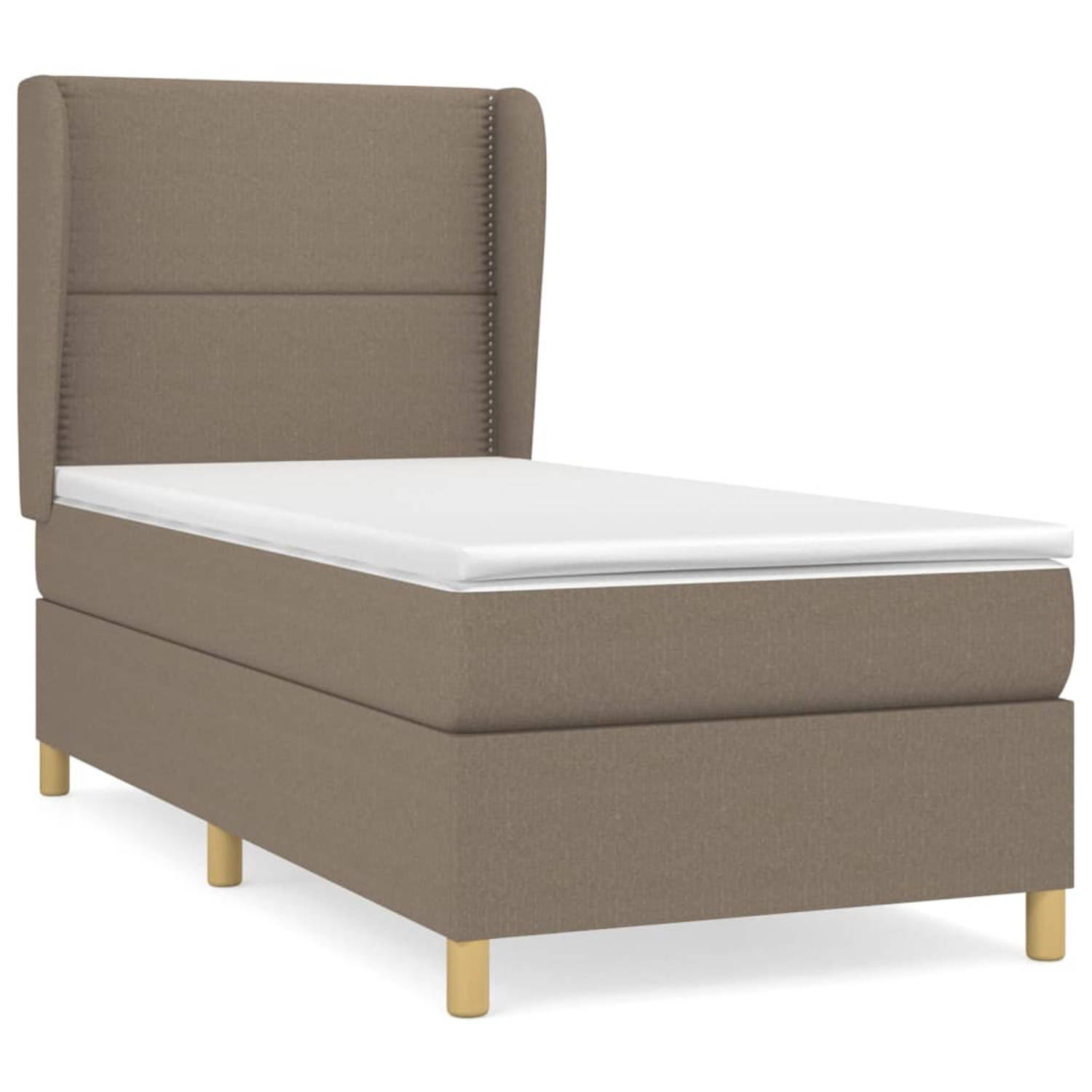 The Living Store Boxspringbed - Comfortable Sleep - Bed - 203 x 103 x 118/128 cm - Taupe - Ademend en duurzaam - Verstelbaar hoofdbord - Pocketvering matras - Middelharde ondersteu