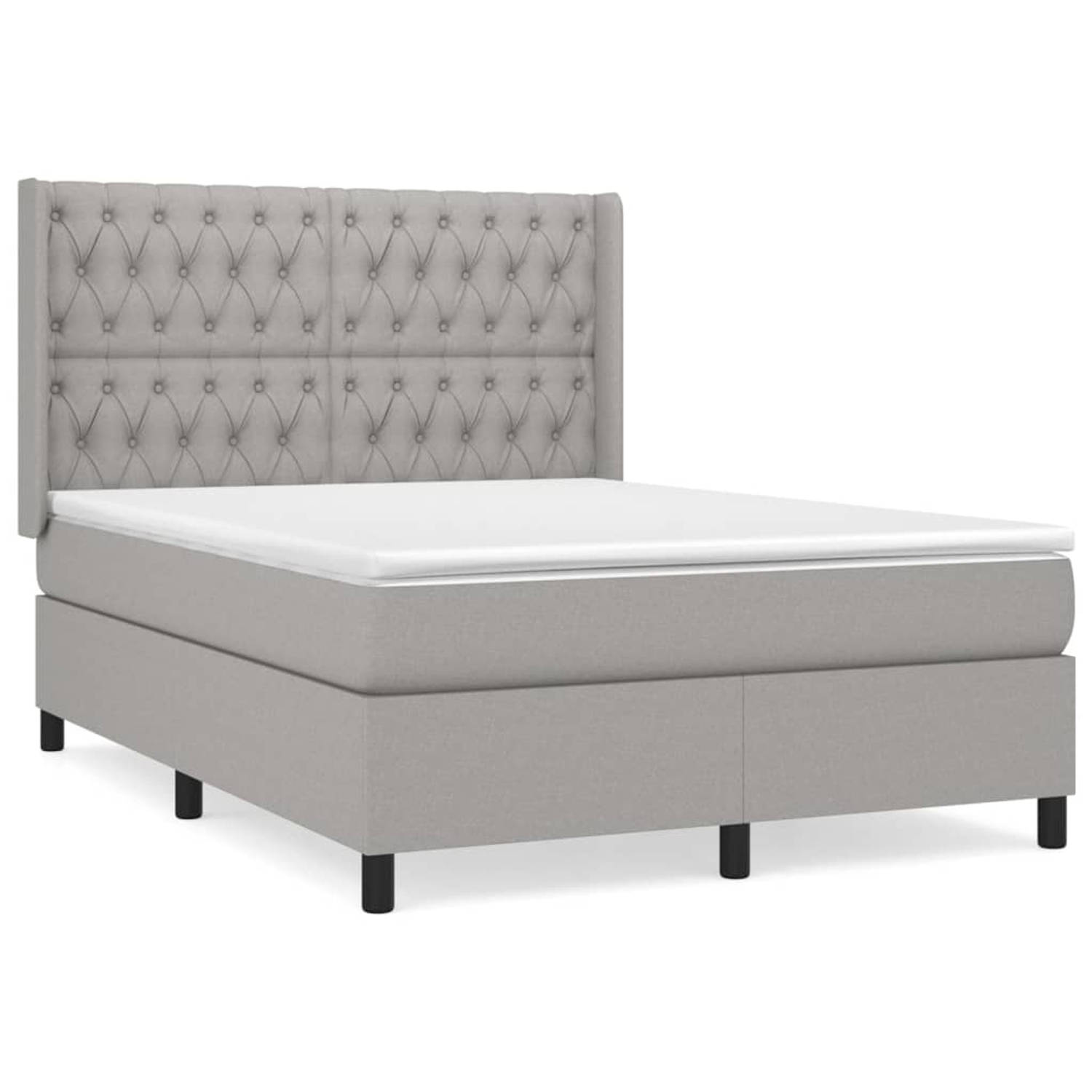 The Living Store Boxspring met matras stof lichtgrijs 140x200 cm - Boxspring - Boxsprings - Bed - Slaapmeubel - Boxspringbed - Boxspring Bed - Tweepersoonsbed - Bed Met Matras - Be