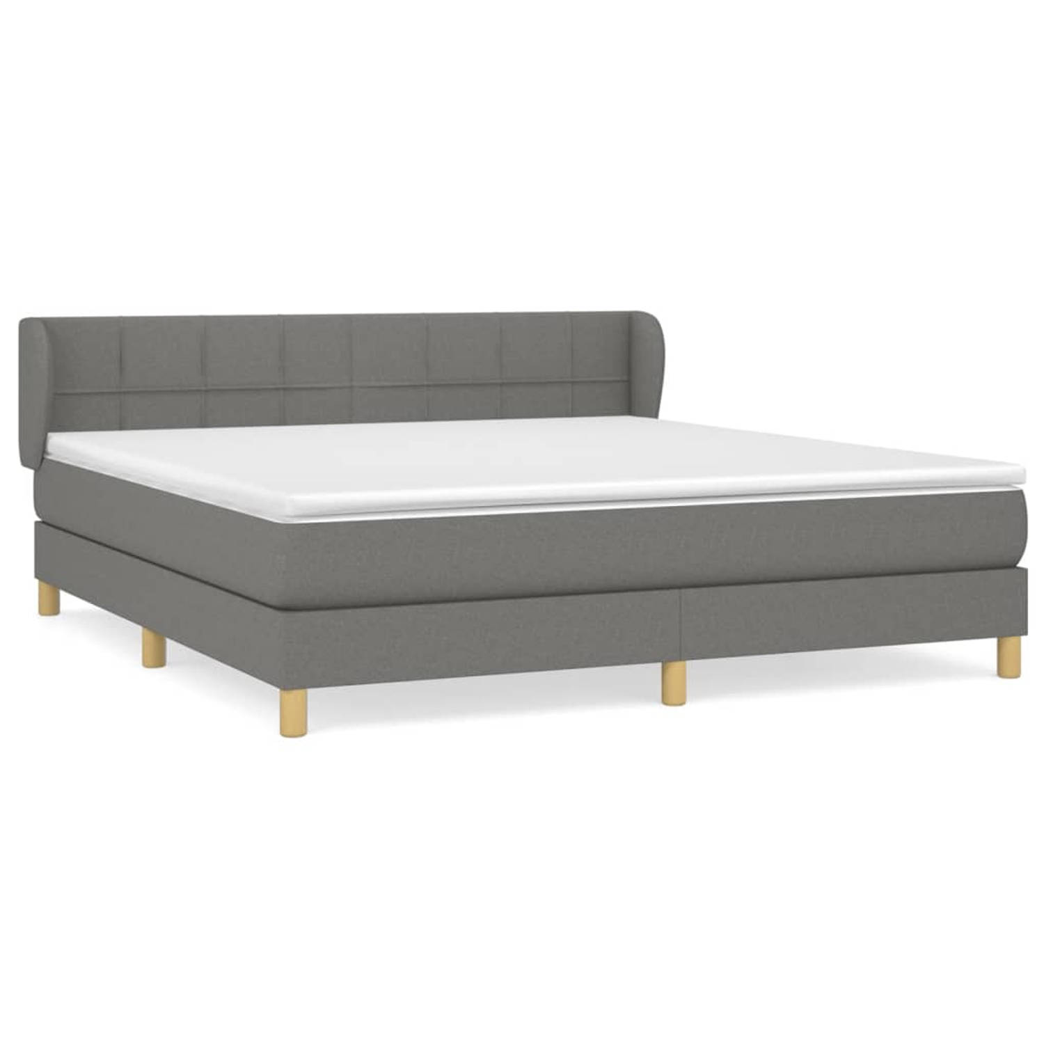 The Living Store Boxspringbed - Donkergrijs - 180x200cm - Pocketvering matras