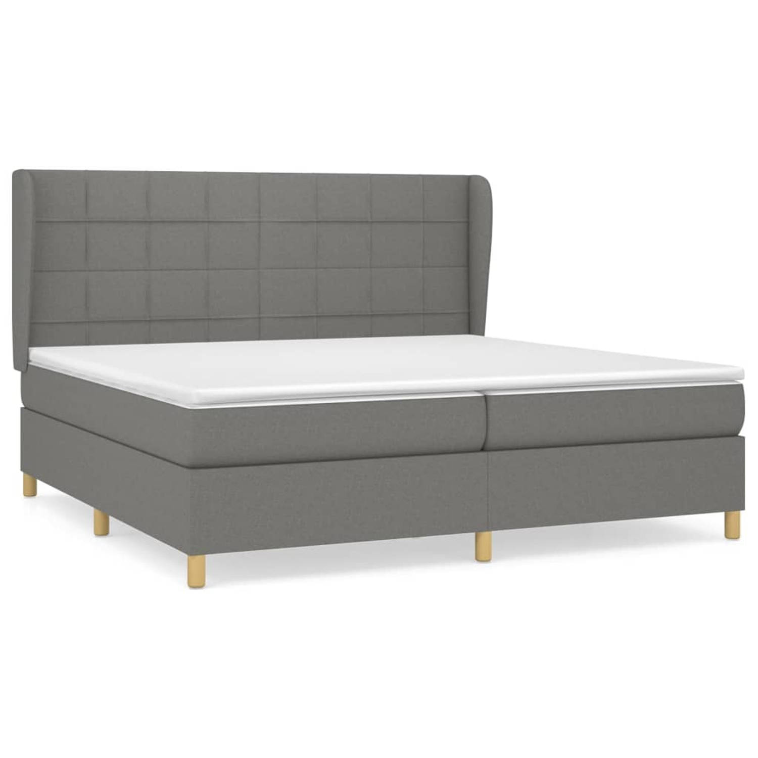 The Living Store Boxspring met matras stof donkergrijs 200x200 cm - Bed