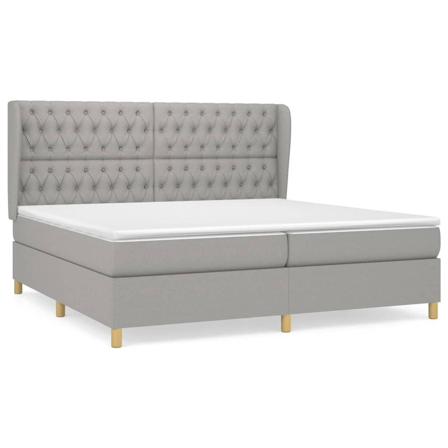 The Living Store Boxspring met matras stof lichtgrijs 200x200 cm - Boxspring - Boxsprings - Bed - Slaapmeubel - Boxspringbed - Boxspring Bed - Tweepersoonsbed - Bed Met Matras - Be