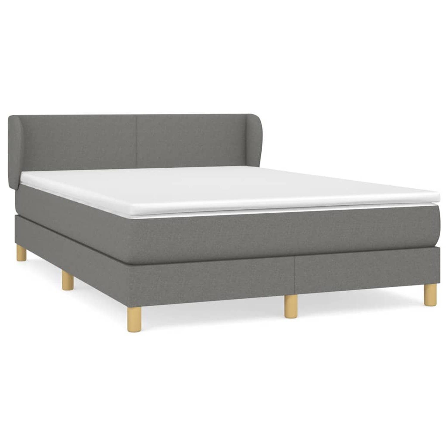 The Living Store Boxspring met matras stof donkergrijs 140x200 cm - Boxspring - Boxsprings - Bed - Slaapmeubel - Boxspringbed - Boxspring Bed - Tweepersoonsbed - Bed Met Matras - B