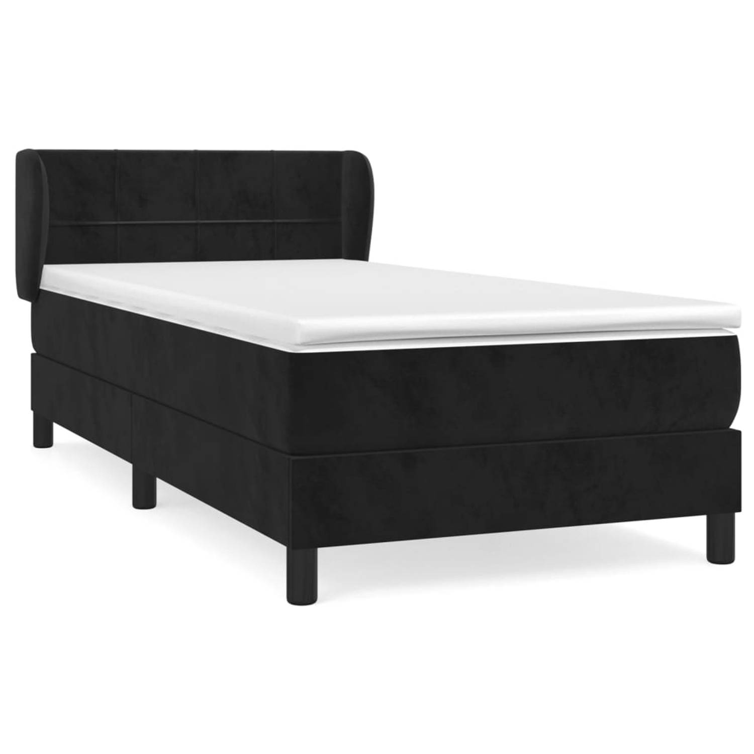 The Living Store Boxspring met matras fluweel zwart 100x200 cm - Bed