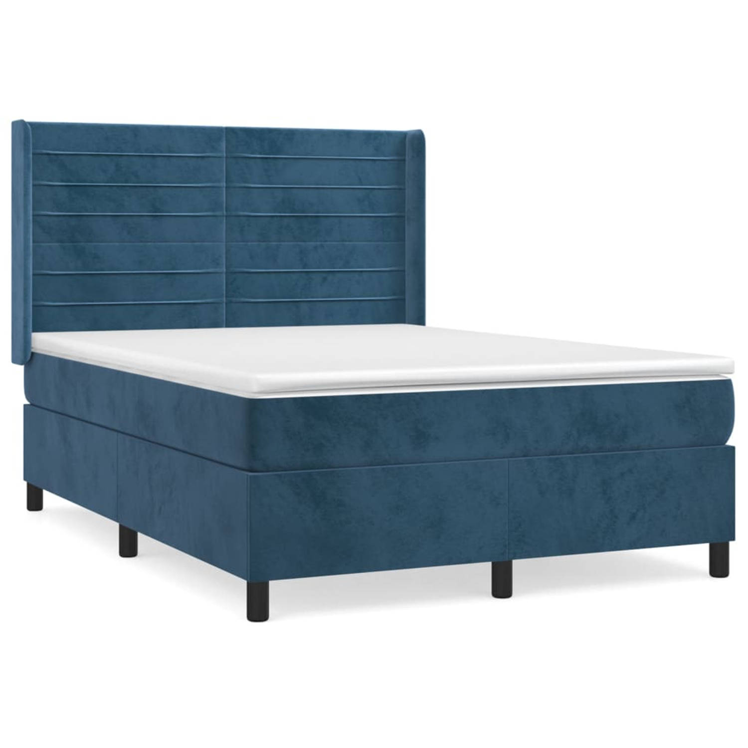 The Living Store Boxspringbed - Zacht fluweel - 203 x 147 x 118/128 cm - Ken- Middelharde ondersteuning - The Living Store