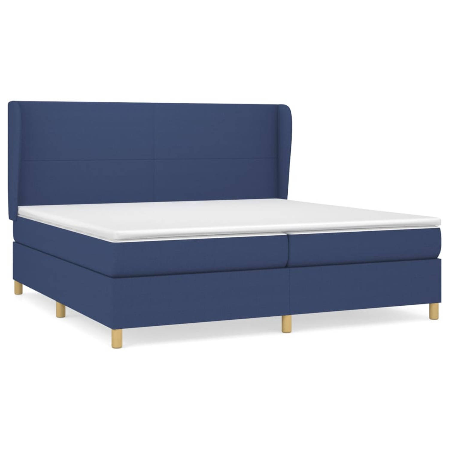 The Living Store Boxspringbed - Comfortabele pocketvering - Middelharde ondersteuning - Huidvriendelijk topmatras - Blauw