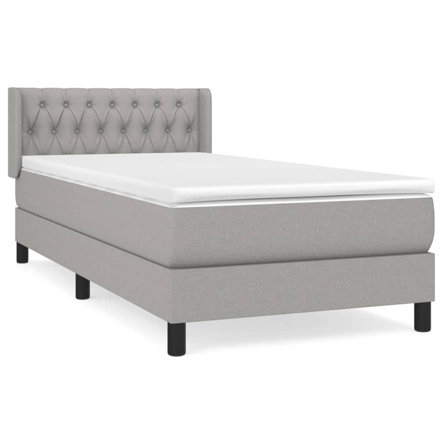 The Living Store Boxspring met matras stof lichtgrijs 100x200 cm - Bed