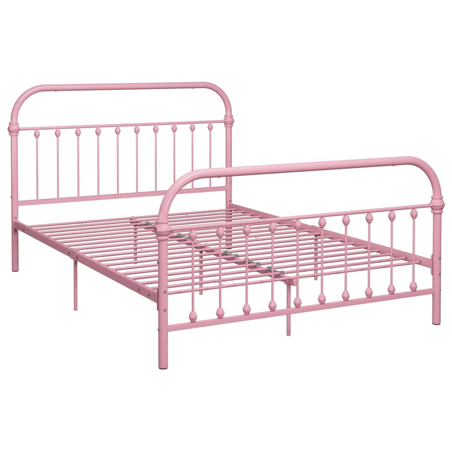 The Living Store Bedframe metaal roze 160x200 cm - Bedframe - Bedframes - Tweepersoonsbed - Tweepersoonsbedden - Bed - Bedden - Bedombouw - Bedombouwen - Frame - Frames - Slaapmeub