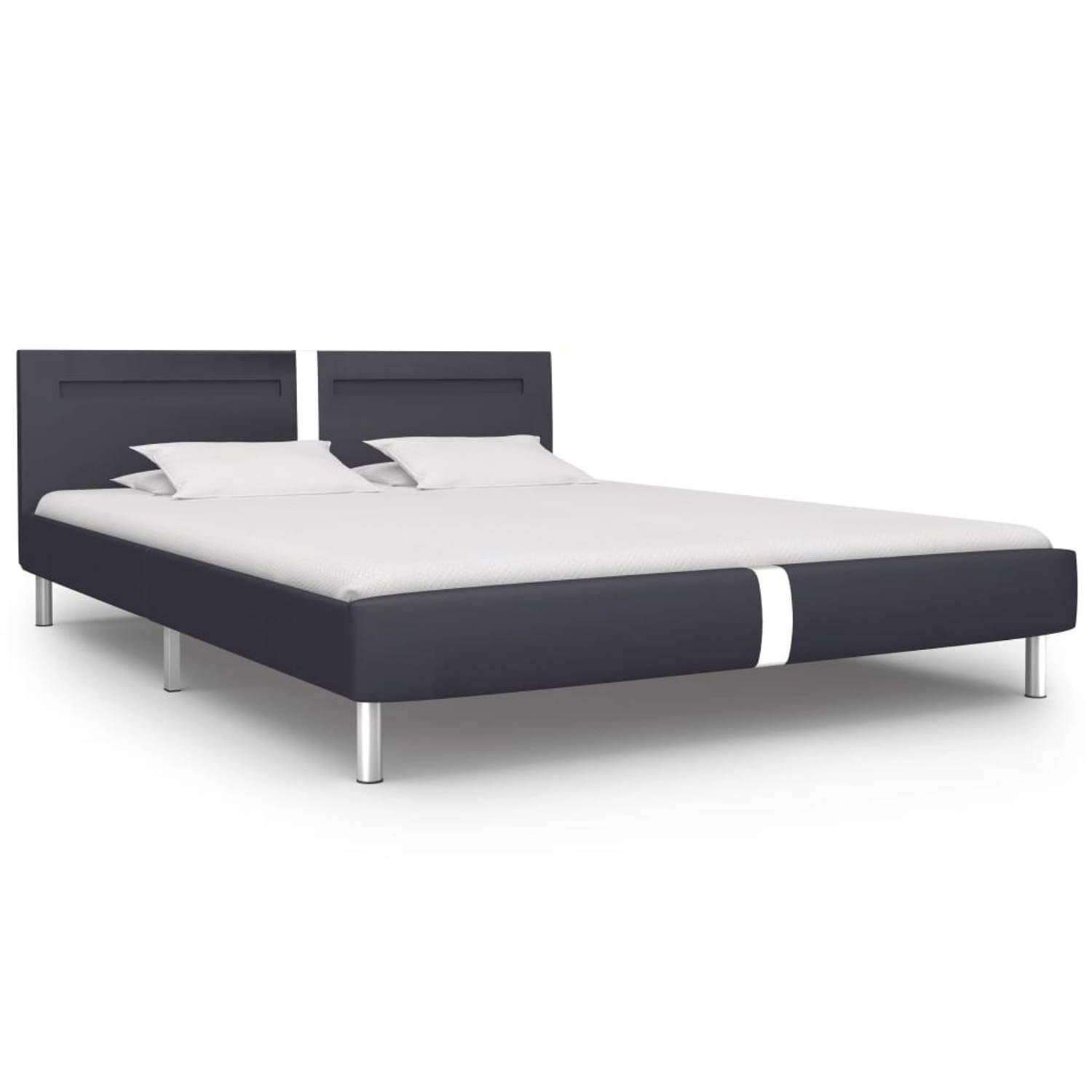 The Living Store Bedframe met LED kunstleer zwart 160x200 cm - Bed