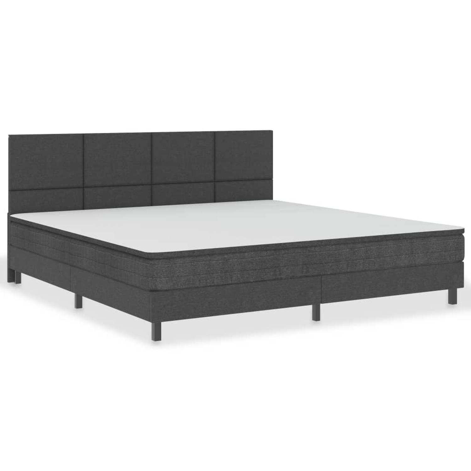 The Living Store Boxspring stof donkergrijs 200x200 cm - Boxspring - Boxsprings - Boxspringbed - Boxspringbedden - Hotelbed - Hotelbedden - Bed - Bedden - Tweepersoonsbed - Tweeper