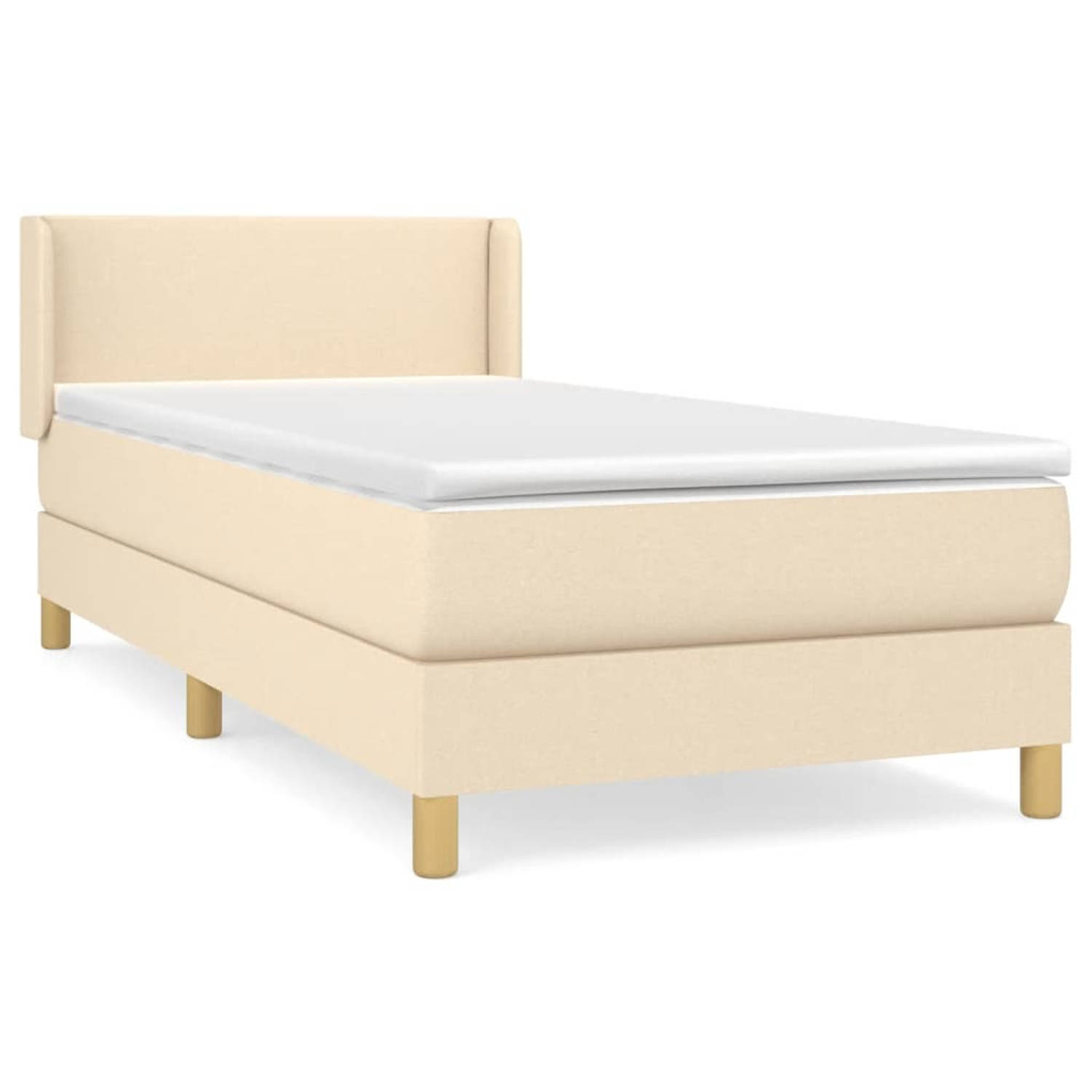 The Living Store Boxspringbed - Comfort - Bed - 203 x 103 x 78/88 cm - Crème - Pocketvering matras - Middelharde ondersteuning