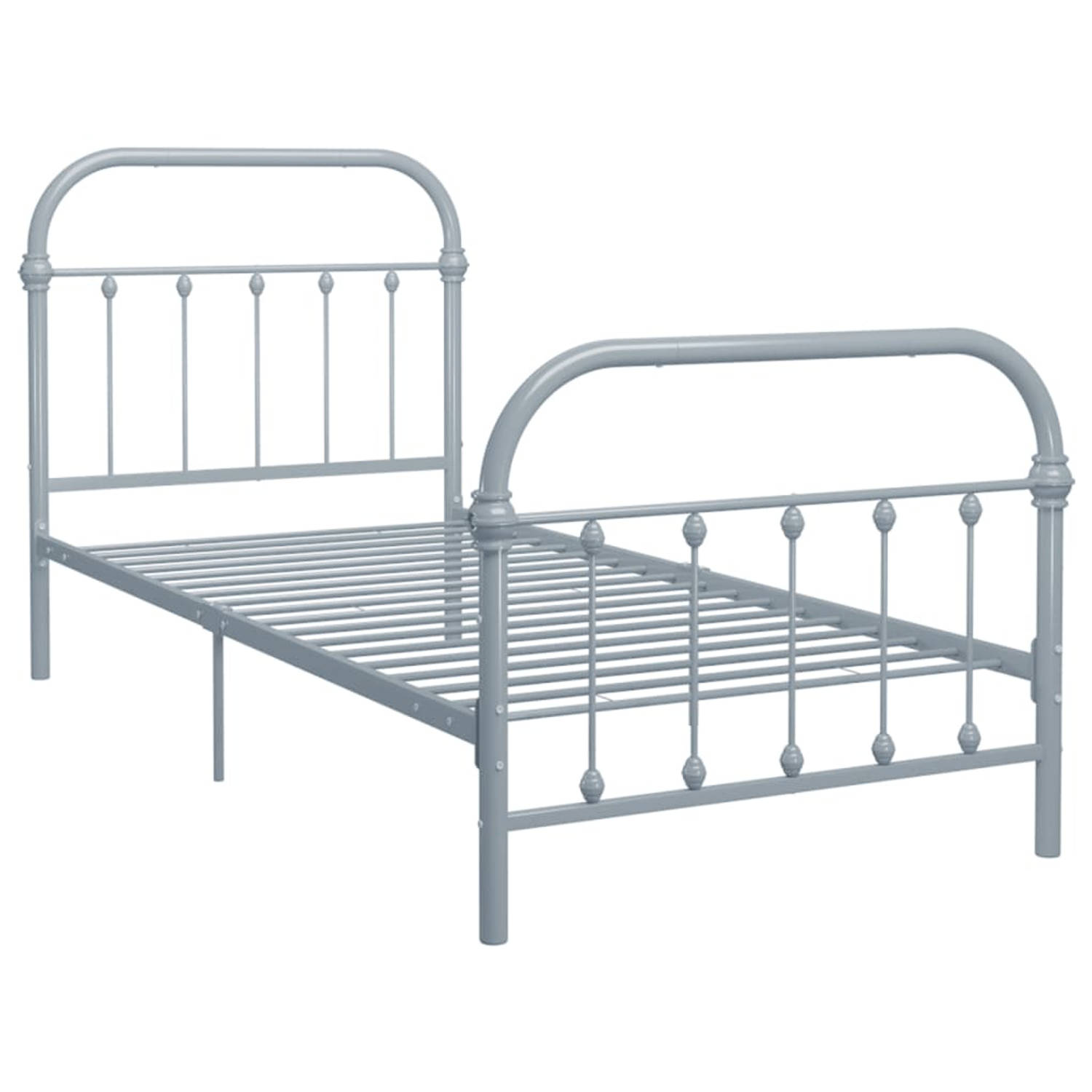 The Living Store Bedframe metaal grijs 100x200 cm - Bedframe - Bedframes - Eenpersoonsbed - Eenpersoonsbedden - Bed - Bedden - Bedombouw - Bedombouwen - Frame - Frames - Slaapmeube