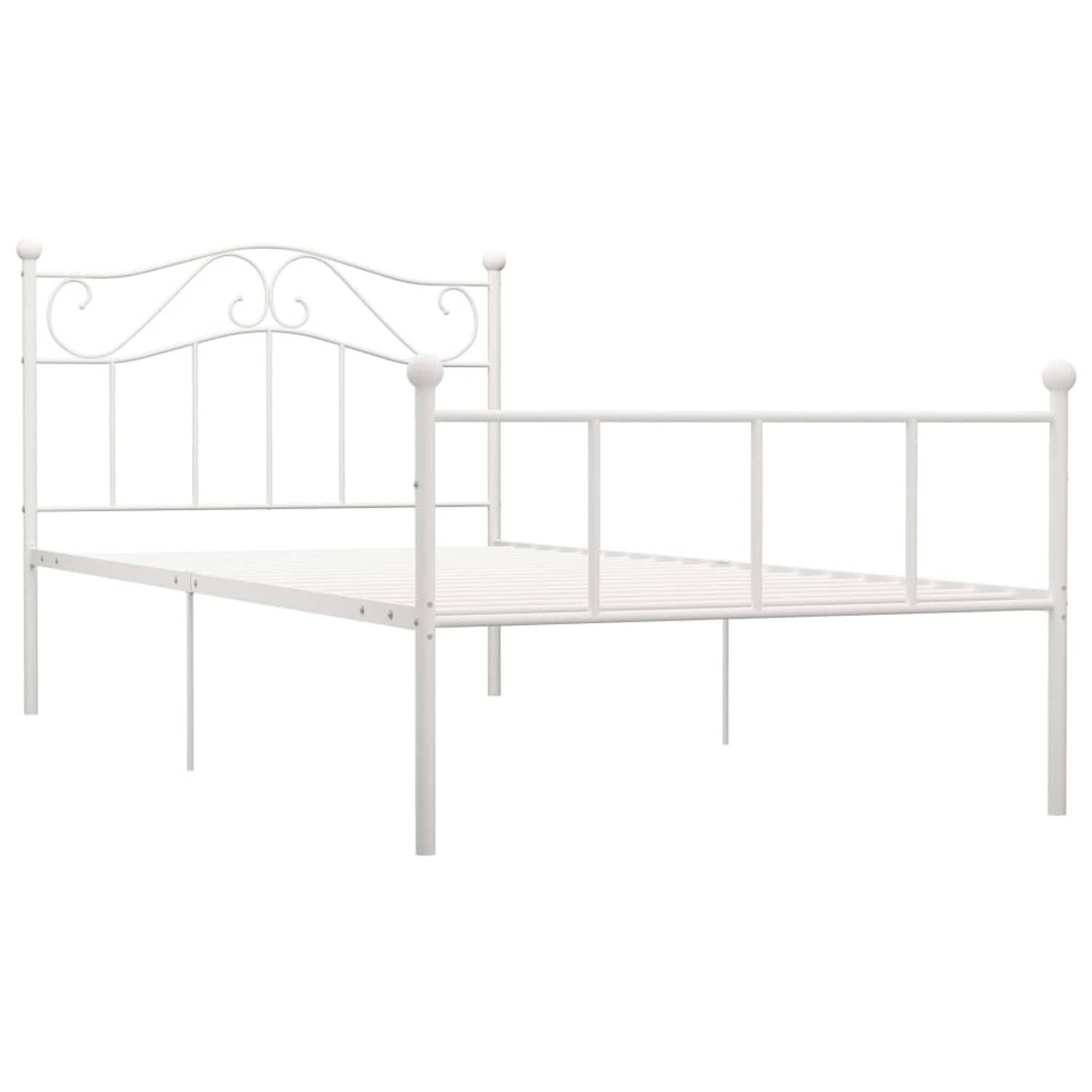 The Living Store Metalen bedframe - Classic s - Bedframes - 100 x 200 cm - Elegante en sterke constructie - Geschikt voor matras 100 x 200 cm - Wit metaal - 208 x 107.5 x 95 cm (L