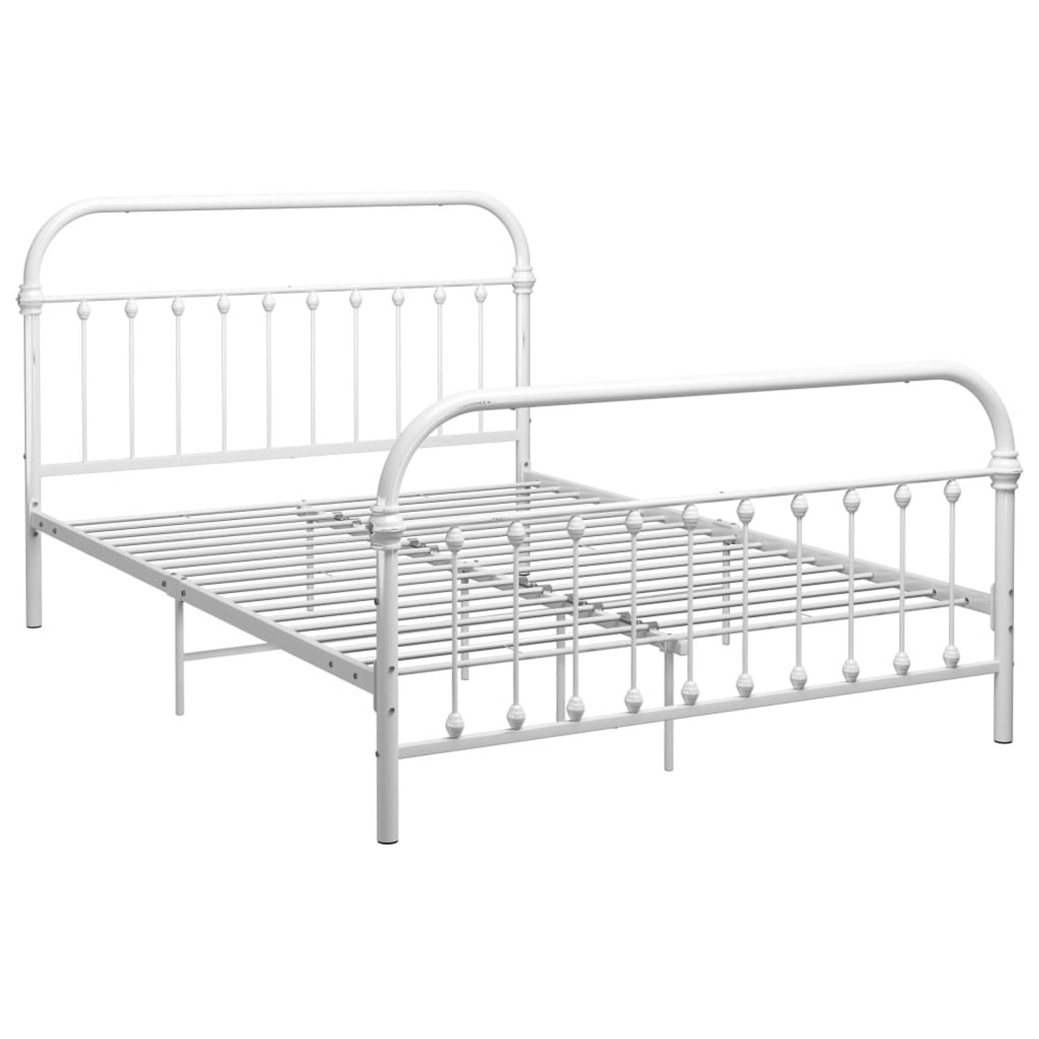 The Living Store Bedframe metaal wit 140x200 cm - Bedframe - Bedframes - Tweepersoonsbed - Tweepersoonsbedden - Bed - Bedden - Bedombouw - Bedombouwen - Frame - Frames - Slaapmeube