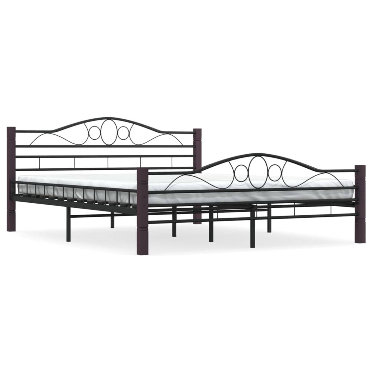 The Living Store Bedframe metaal zwart 160x200 cm - Bed