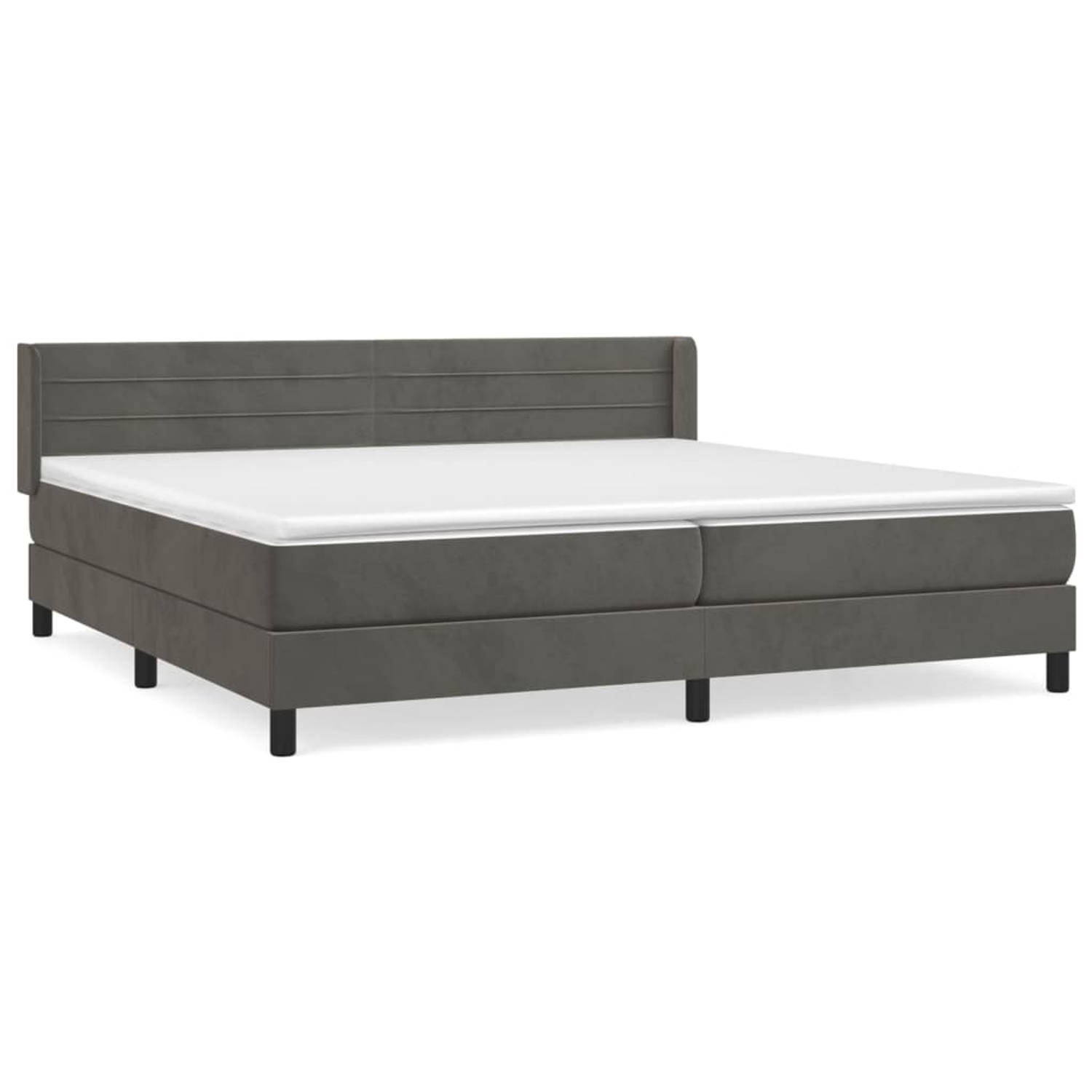 The Living Store Bed s - Boxspringbed - 203x203x78/88cm - fluwelen stof - verstelbaar hoofdbord - pocketvering matras - middelharde ondersteuning - huidvriendelijk topmatras