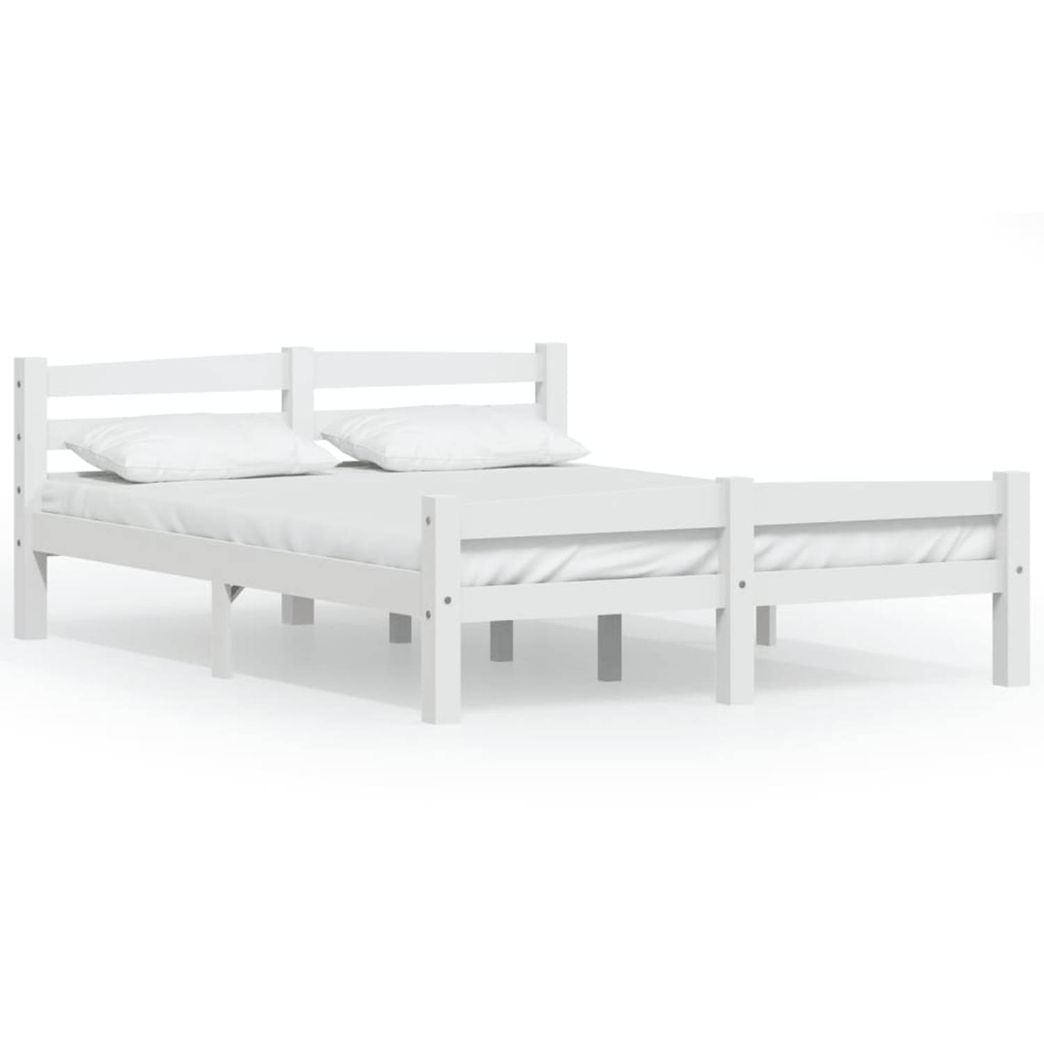 The Living Store Bedframe massief grenenhout wit 140x200 cm - Bedframe - Bedframe - Bed Frame - Bed Frames - Bed - Bedden - 2-persoonsbed - 2-persoonsbedden - Tweepersoons Bed
