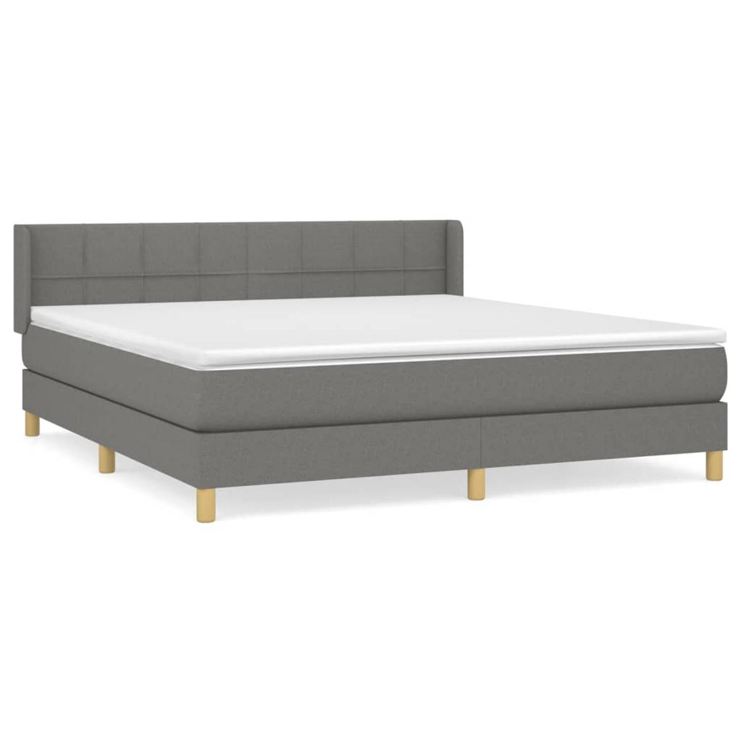 The Living Store Boxspring met matras stof donkergrijs 160x200 cm - Bed