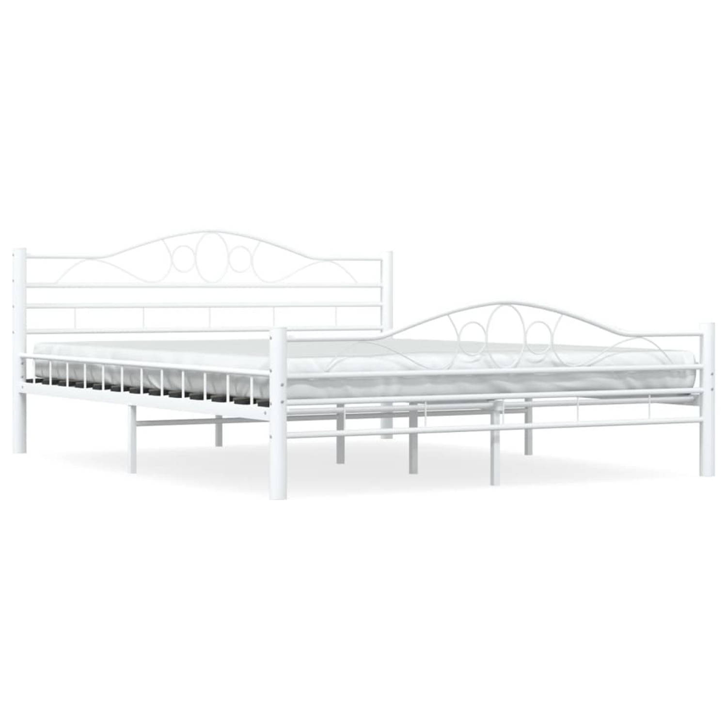 The Living Store Bedframe metaal wit 160x200 cm - Bed