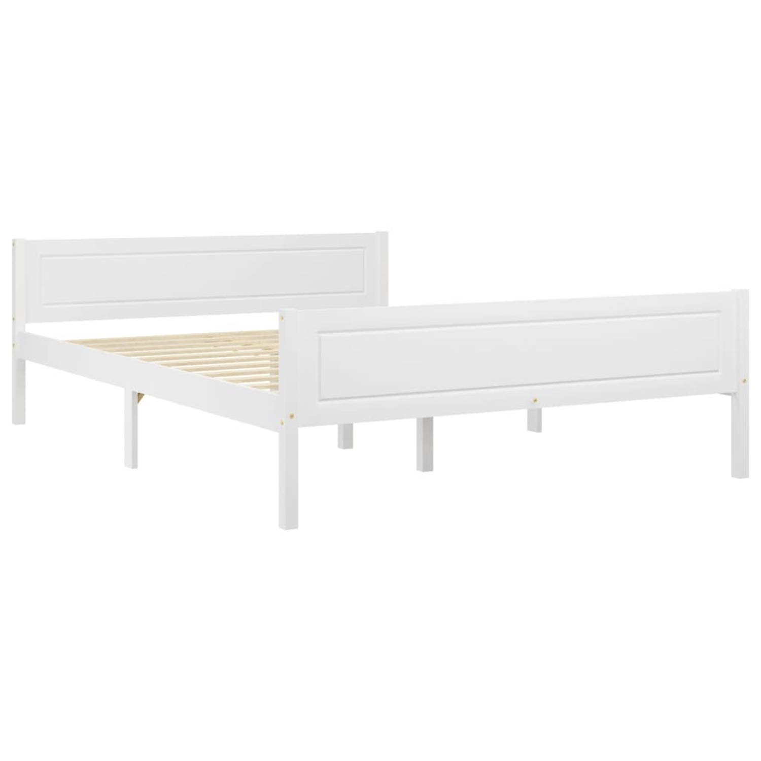 The Living Store Bedframe massief grenenhout wit 160x200 cm - Bedframe - Bedframe - Bed Frame - Bed Frames - Bed - Bedden - 2-persoonsbed - 2-persoonsbedden - Tweepersoons Bed