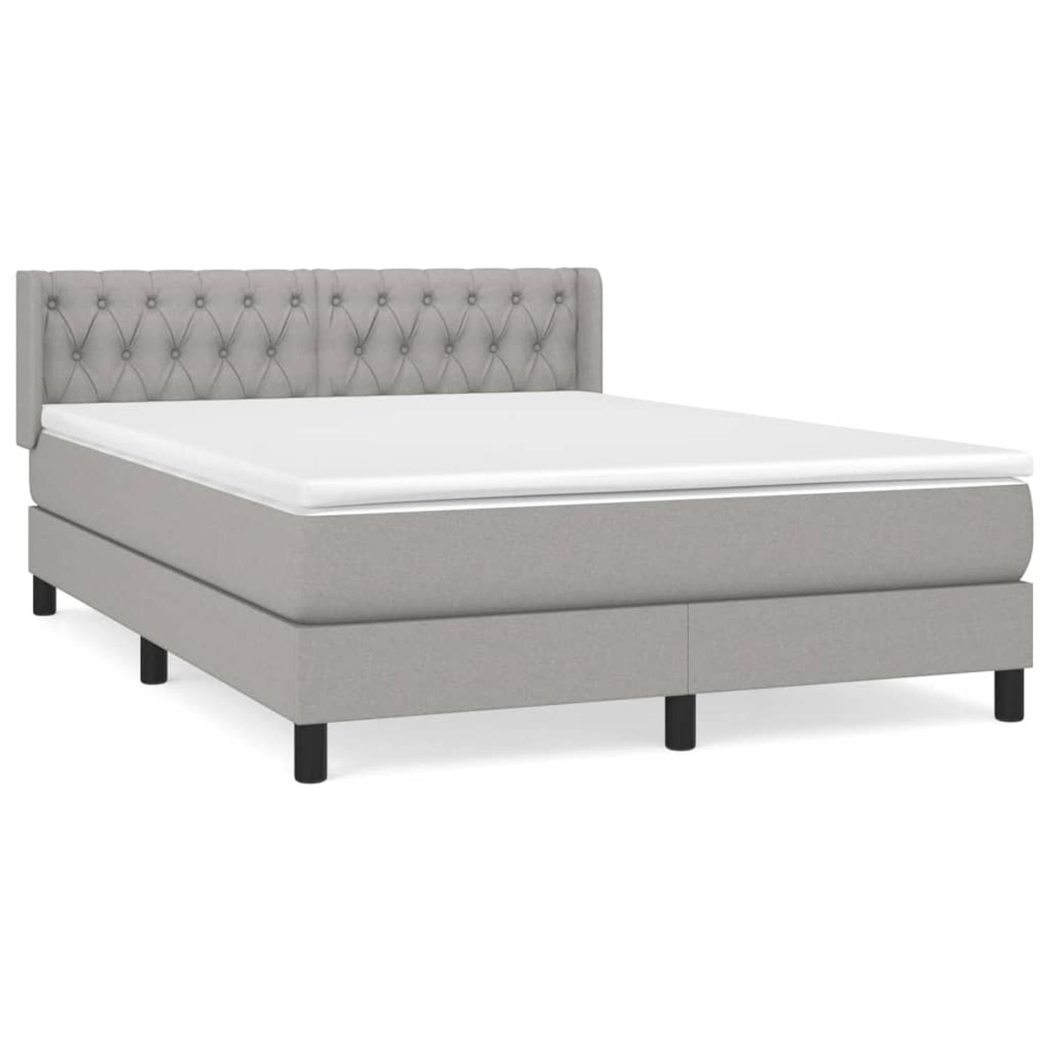 The Living Store Boxspring met matras stof lichtgrijs 140x200 cm - Boxspring - Boxsprings - Bed - Slaapmeubel - Boxspringbed - Boxspring Bed - Tweepersoonsbed - Bed Met Matras - Be