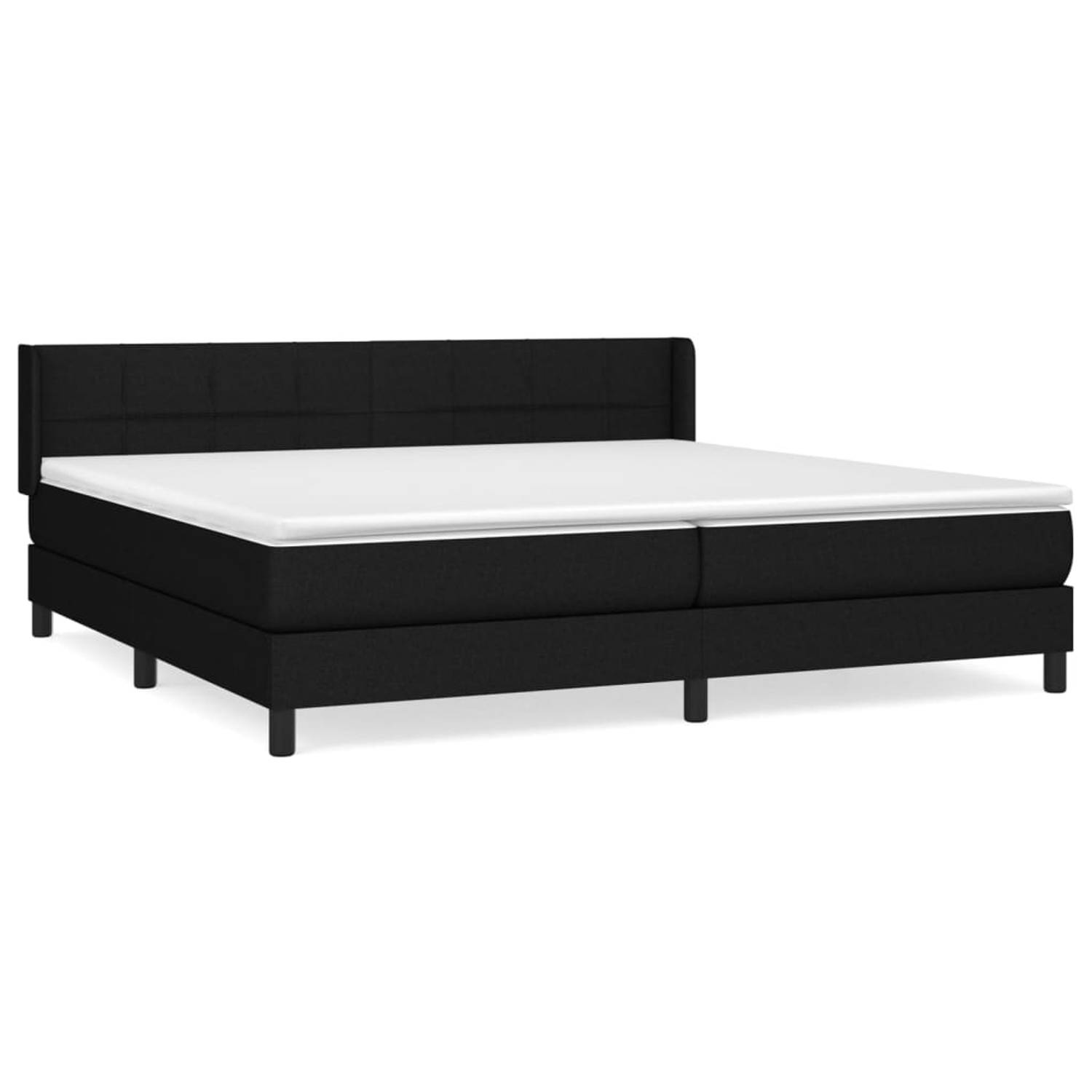 The Living Store Boxspringbed - Comfort - Bed - Matras en Topmatras - 203 x 203 x 78/88 cm - Zwart - Stof (100% polyester)