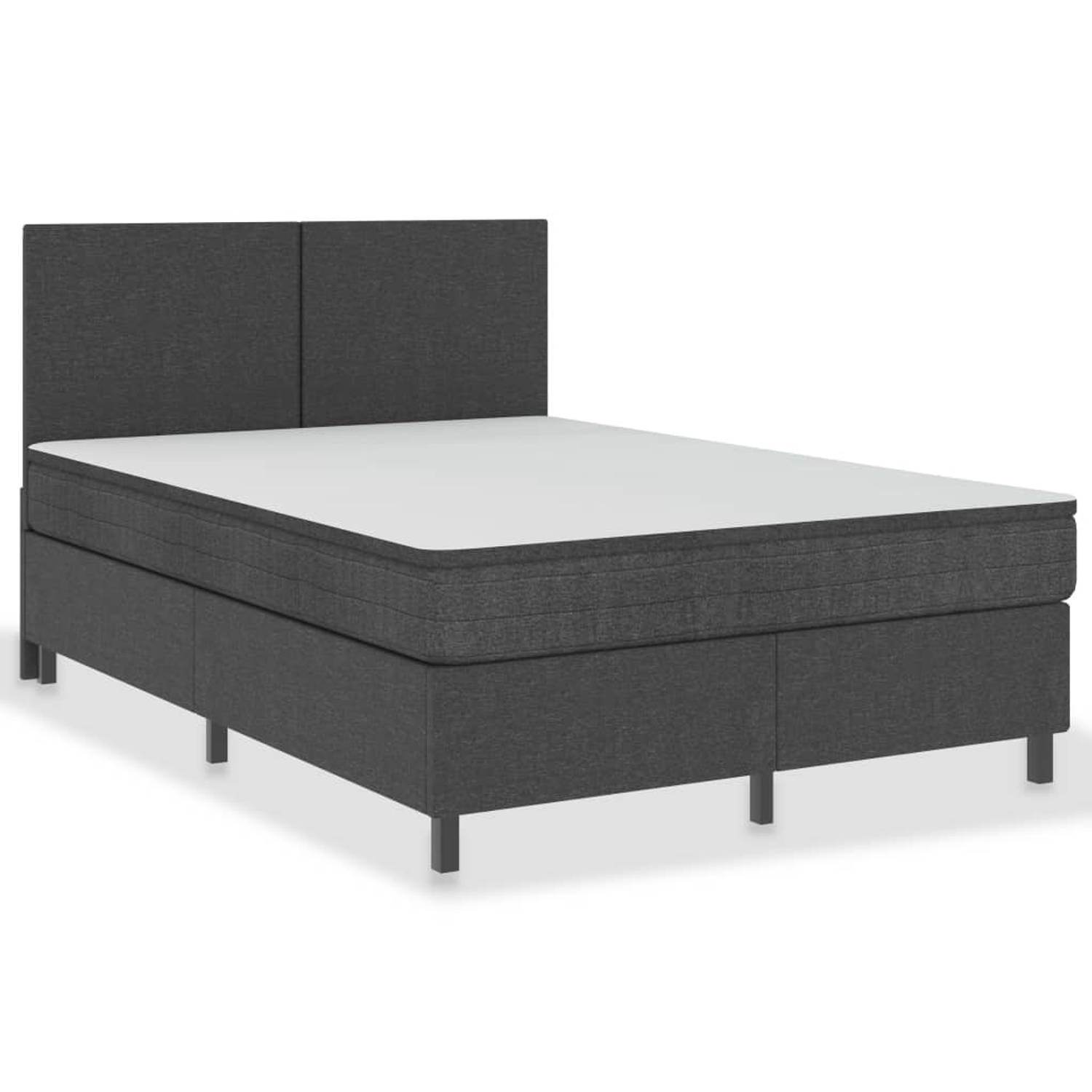 The Living Store Boxspring stof donkergrijs 160x200 cm - Boxspring - Boxsprings - Boxspringbed - Boxspringbedden - Hotelbed - Hotelbedden - Bed - Bedden - Tweepersoonsbed - Tweeper