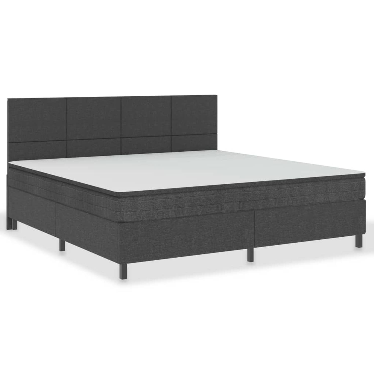 The Living Store Boxspring stof donkergrijs 200x200 cm - Boxspring - Boxsprings - Boxspringbed - Boxspringbedden - Hotelbed - Hotelbedden - Bed - Bedden - Tweepersoonsbed - Tweeper