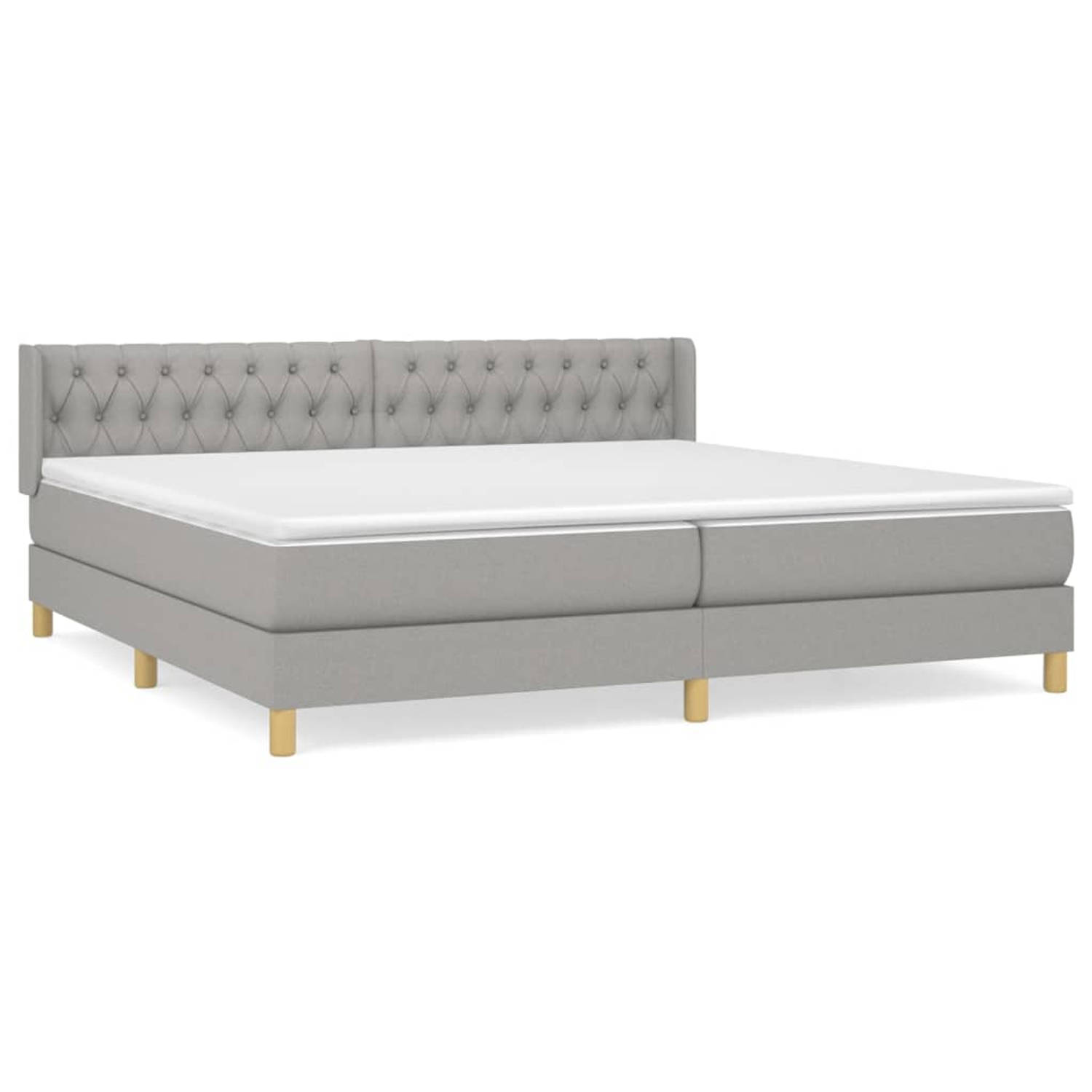 The Living Store Boxspring met matras stof lichtgrijs 200x200 cm - Boxspring - Boxsprings - Bed - Slaapmeubel - Boxspringbed - Boxspring Bed - Tweepersoonsbed - Bed Met Matras - Be