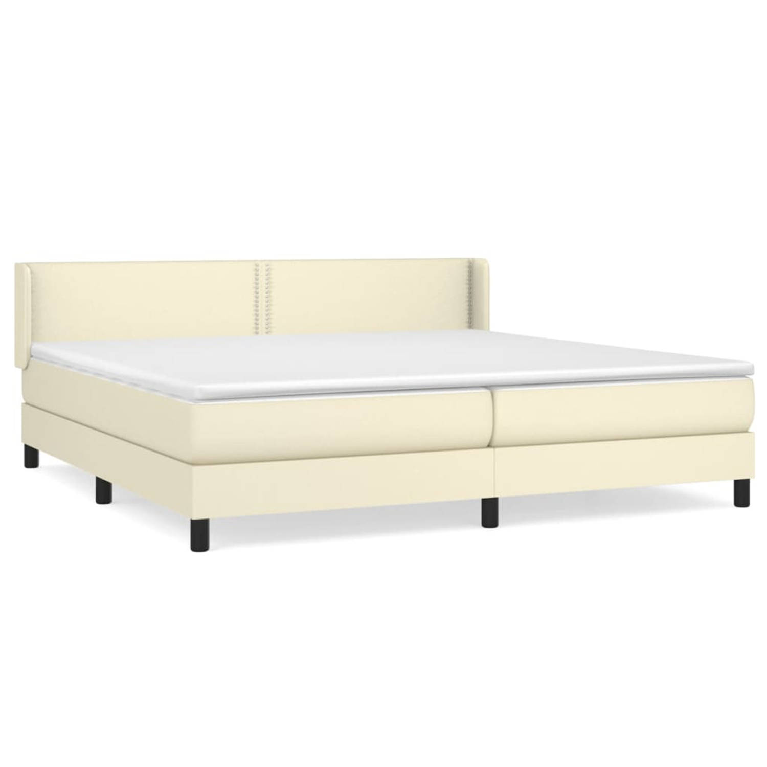 The Living Store Boxspring met matras kunstleer crèmekleurig 200x200 cm - Boxspring - Boxsprings - Bed - Slaapmeubel - Boxspringbed - Boxspring Bed - Tweepersoonsbed - Bed Met Matr