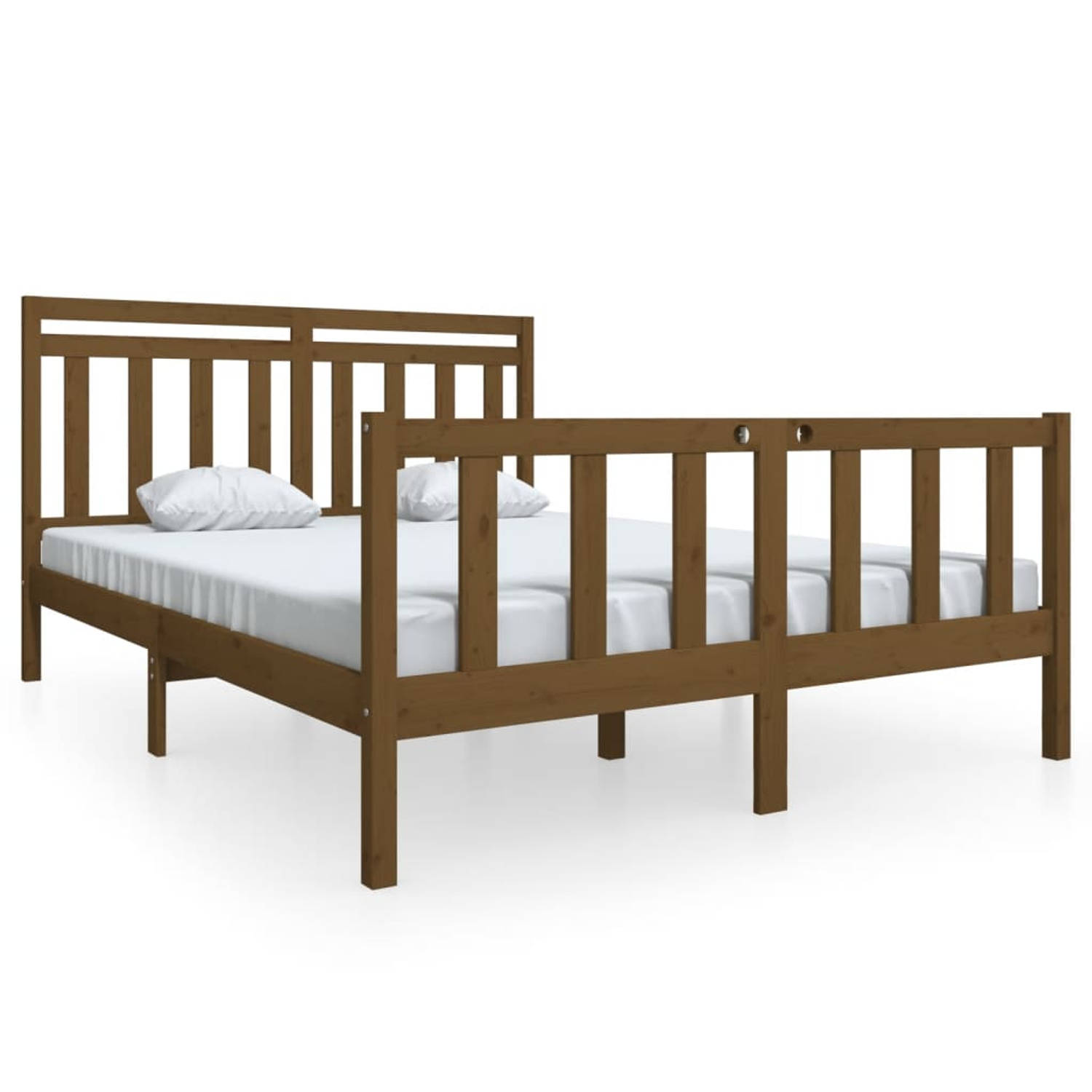 The Living Store Bedframe massief hout honingbruin 160x200 cm - Bedframe - Bedframes - Tweepersoonsbed - Bed - Bedombouw - Dubbel Bed - Frame - Bed Frame - Ledikant - Bedframe Met