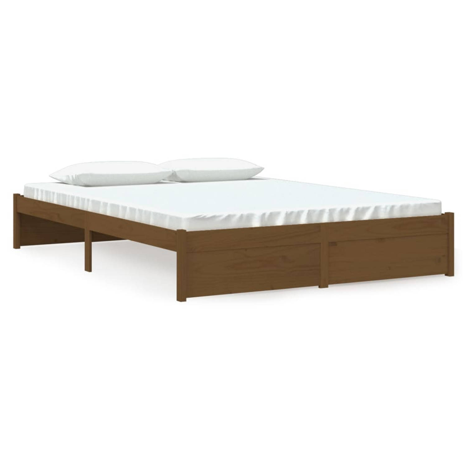 The Living Store Bedframe massief hout honingbruin 150x200 cm 5FT King Size - Bedframe - Bedframes - Bed - Bedbodem - Ledikant - Bed Frame - Massief Houten Bedframe - Slaapmeubel -