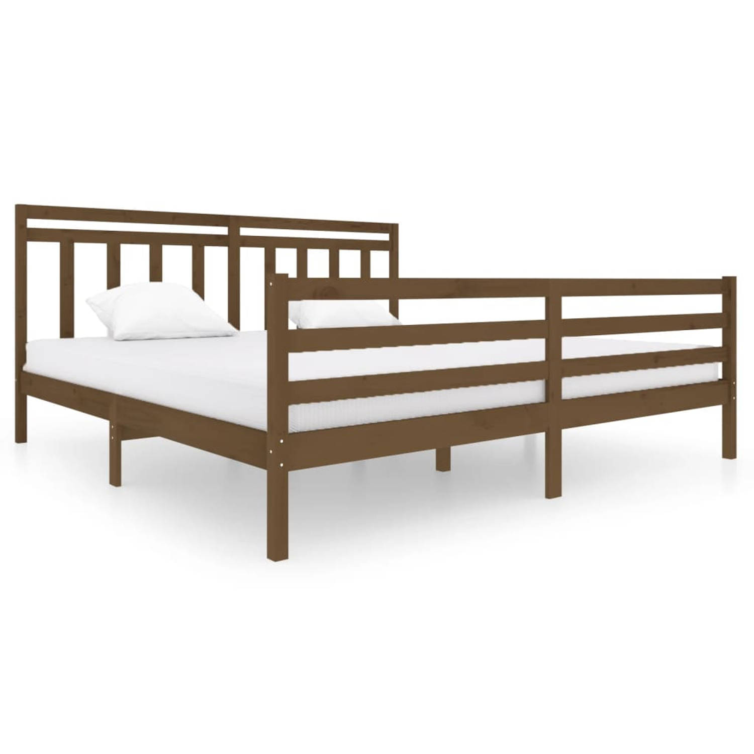 The Living Store Bedframe massief hout honingbruin 200x200 cm - Bedframe - Bedframes - Tweepersoonsbed - Bed - Bedombouw - Dubbel Bed - Frame - Bed Frame - Ledikant - Bedframe Met