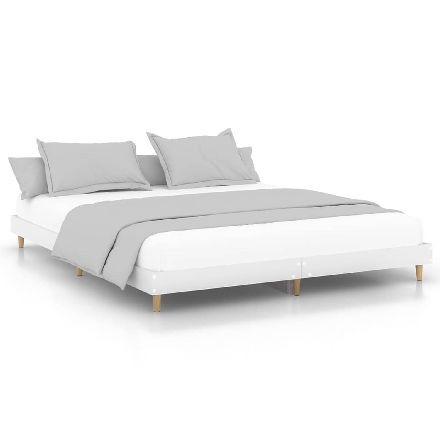 The Living Store Bedframe LED massief hout wit 120x200 cm - Bed