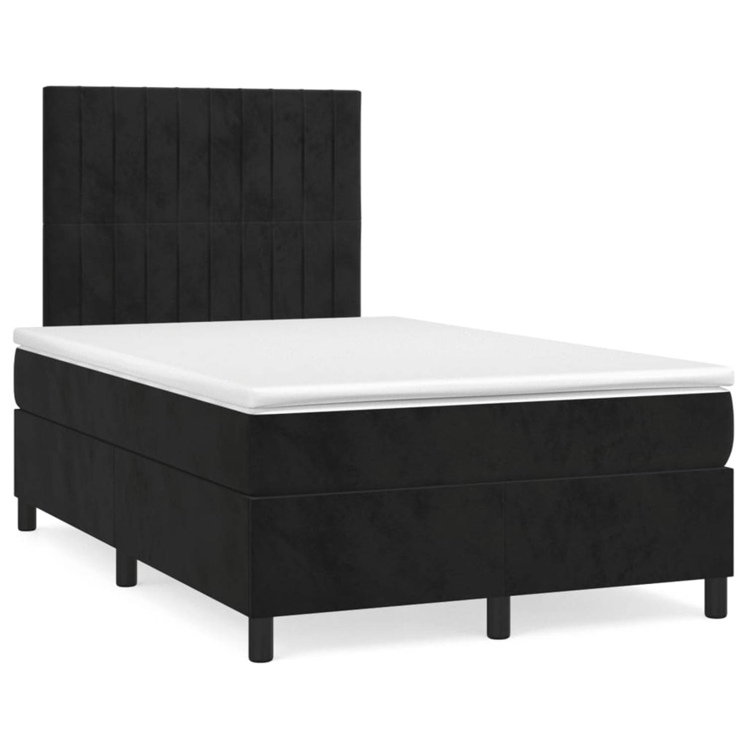 The Living Store Boxspring met matras fluweel zwart 120x200 cm - Bed