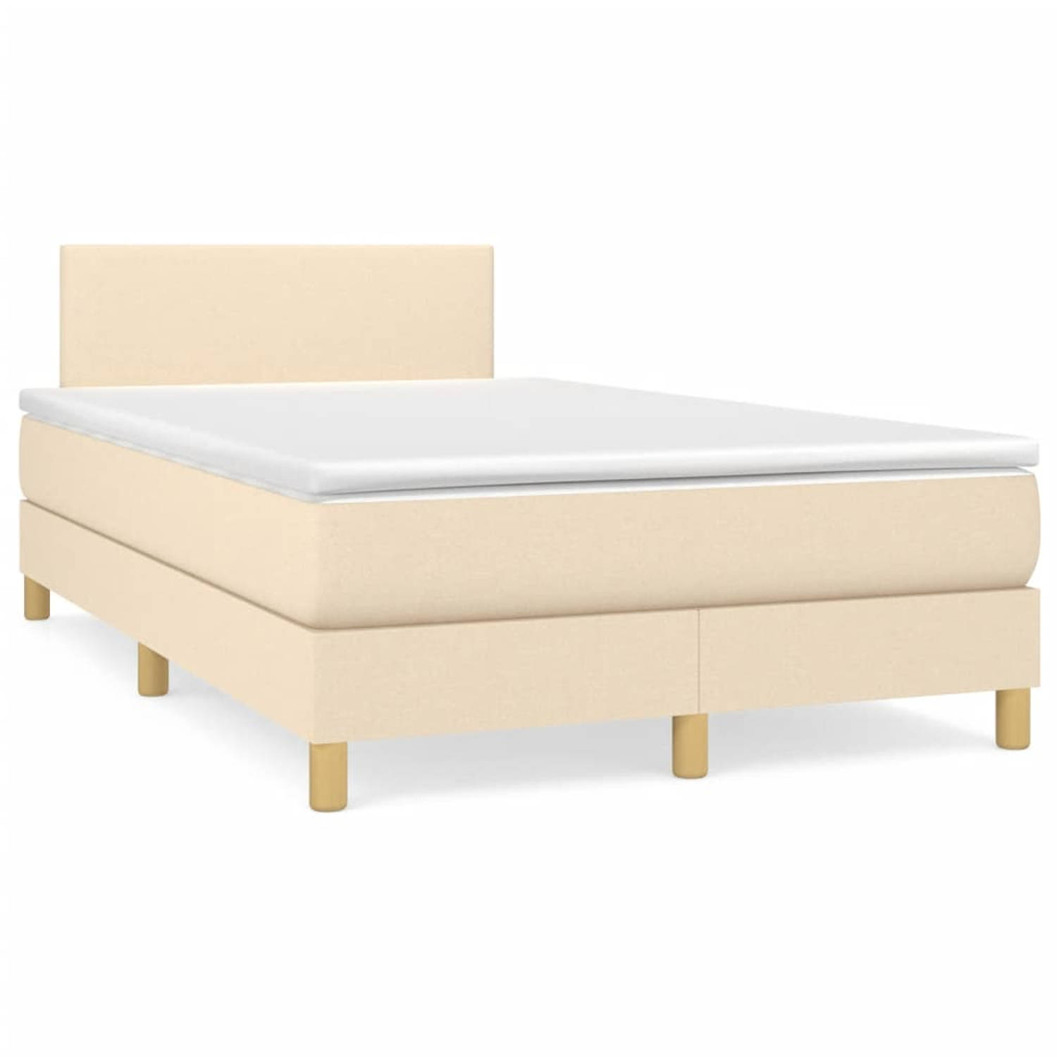 The Living Store Boxspring met matras stof crèmekleurig 120x200 cm - Boxspring - Boxsprings - Bed - Slaapmeubel - Boxspringbed - Boxspring Bed - Tweepersoonsbed - Bed Met Matras -