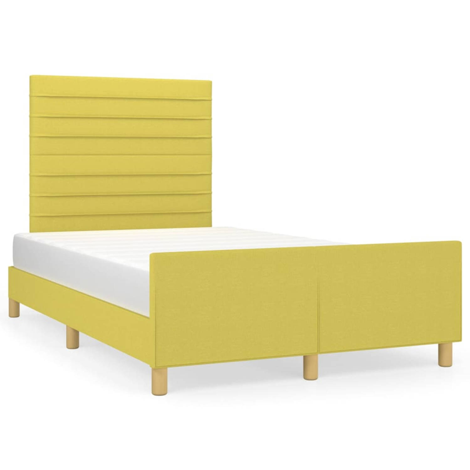 The Living Store Bedframe met hoofdeinde stof groen 120x200 cm - Bedframe Met Hoofdeinde - Bedframes Met Hoofdeindes - Bed - Slaapmeubel - Ledikant - Bedbodem - Tweepersoonsbed - B