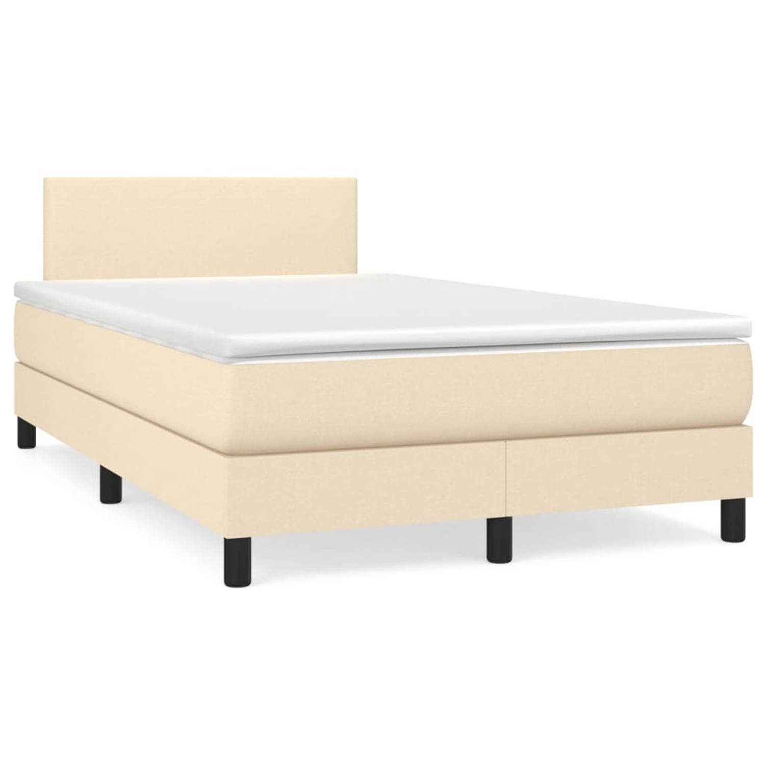 The Living Store Boxspring met matras stof crèmekleurig 120x200 cm - Boxspring - Boxsprings - Bed - Slaapmeubel - Boxspringbed - Boxspring Bed - Tweepersoonsbed - Bed Met Matras -