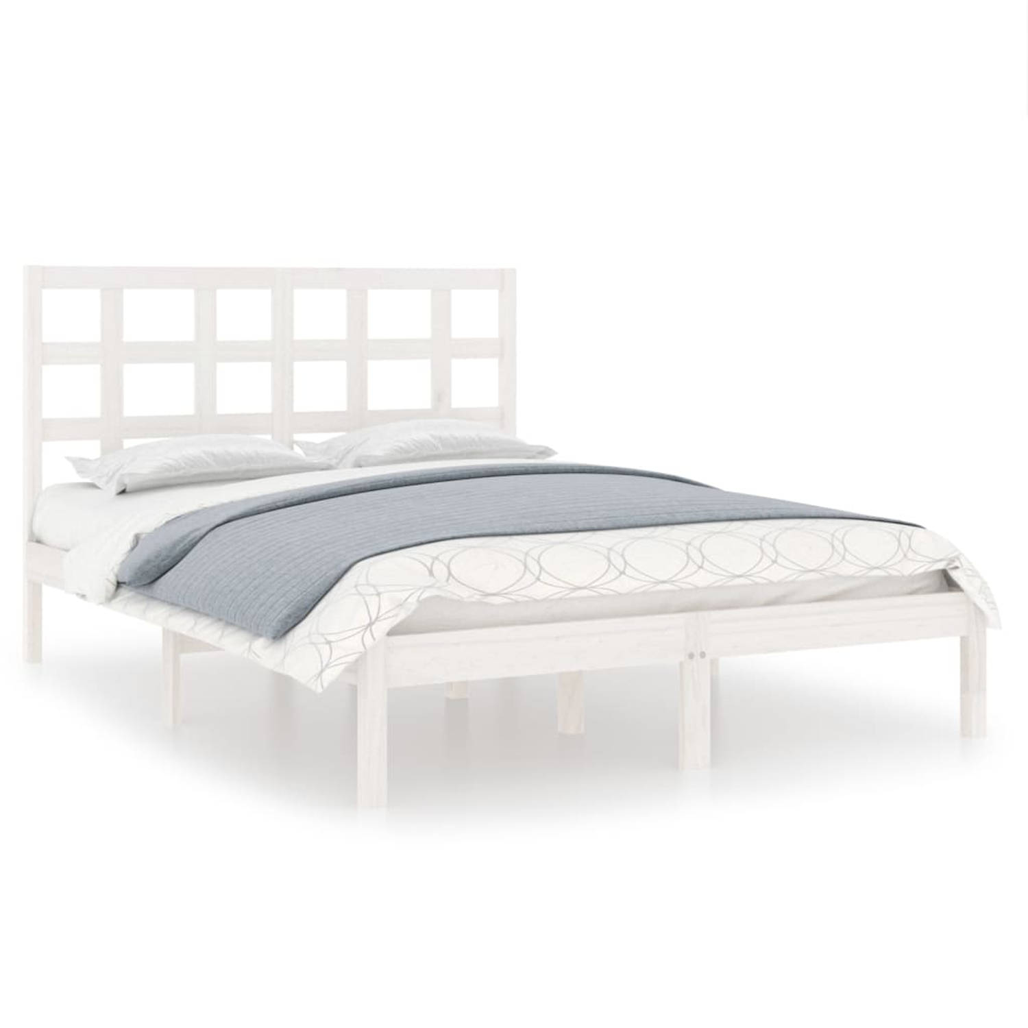 The Living Store Bedframe massief hout wit 120x200 cm - Bedframe - Bedframes - Tweepersoonsbed - Bed - Bedombouw - Dubbel Bed - Frame - Bed Frame - Ledikant - Houten Bedframe - Twe