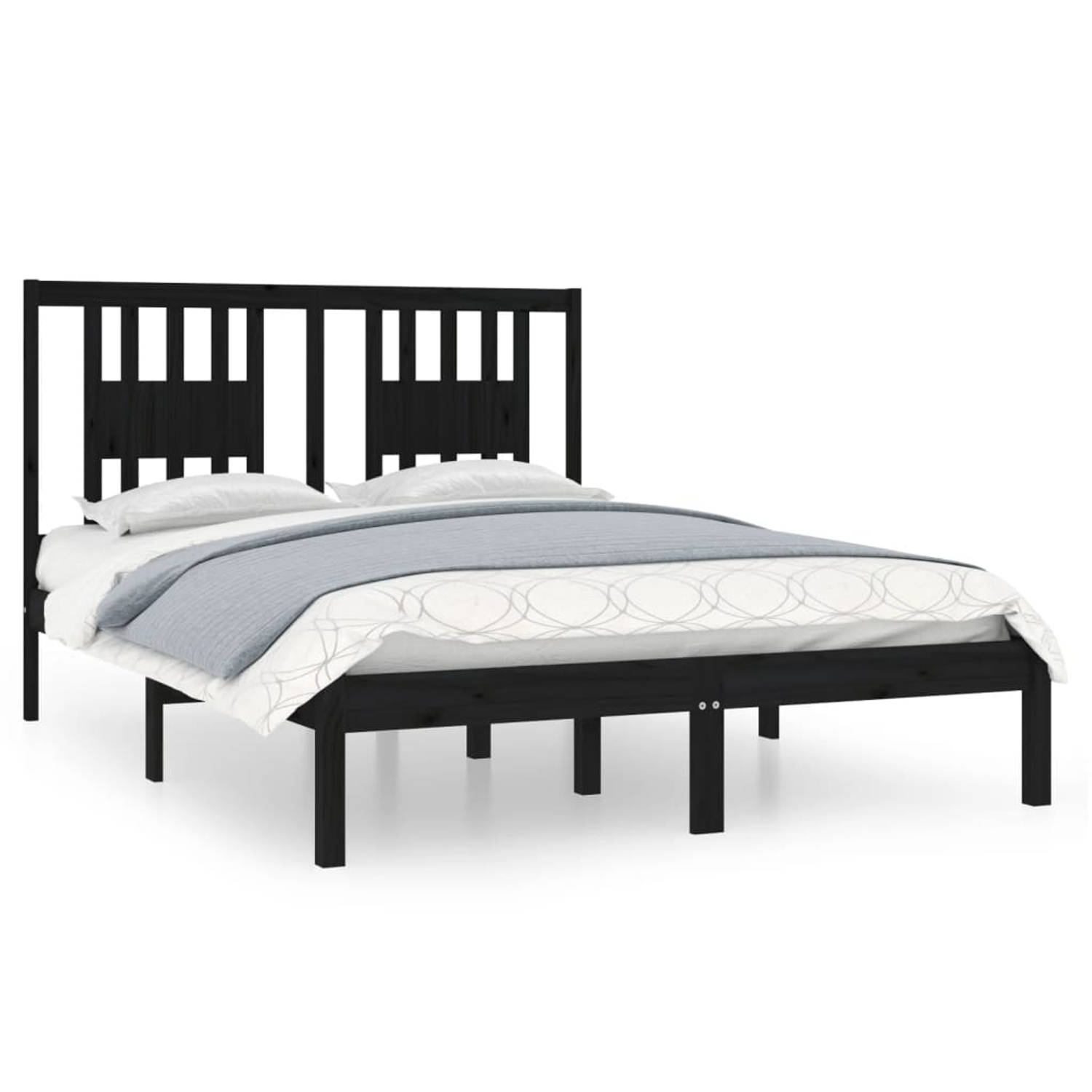 The Living Store Bedframe massief hout zwart 120x190 cm 4FT Small Double - Bedframe - Bedframes - Tweepersoonsbed - Bed - Bedombouw - Dubbel Bed - Frame - Bed Frame - Ledikant - Ho