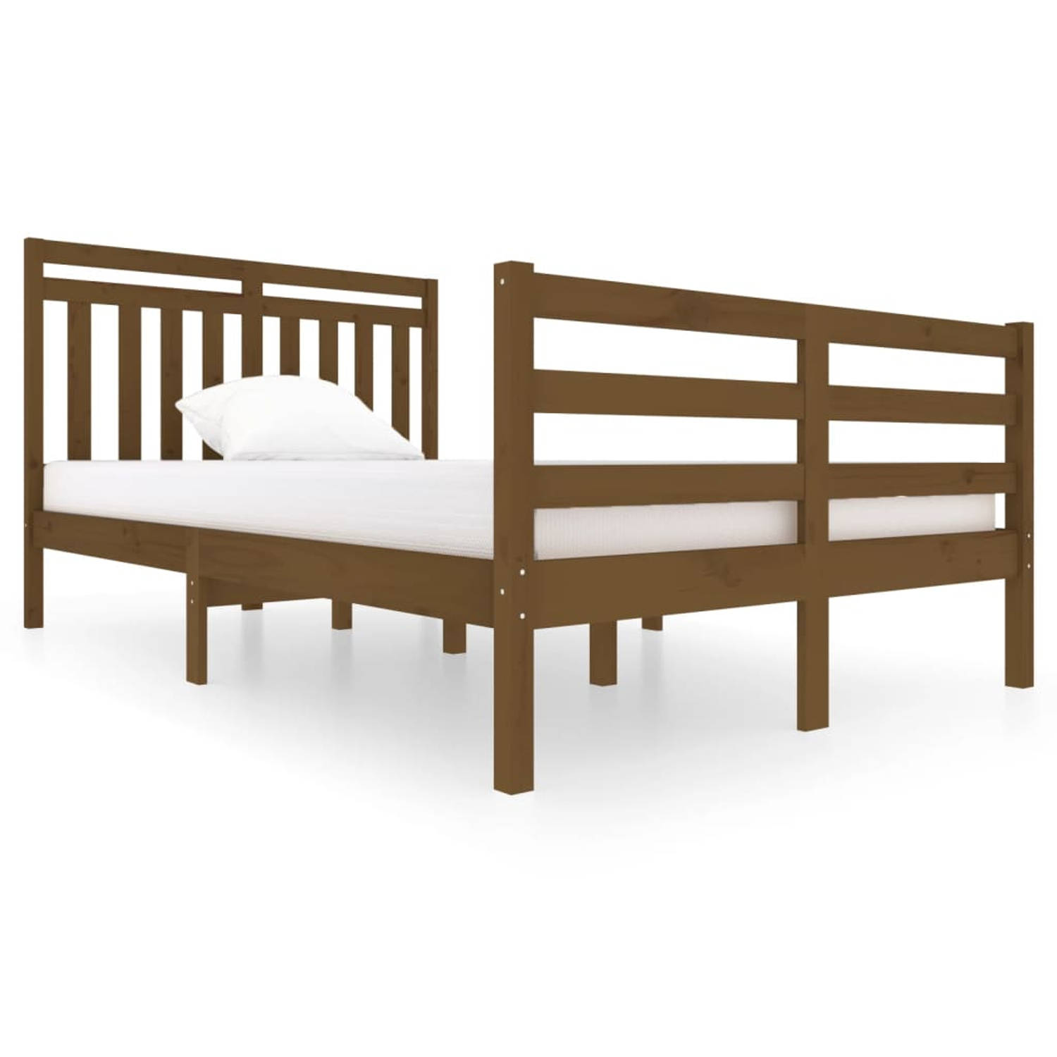 The Living Store Bedframe massief hout honingbruin 120x200 cm - Bedframe - Bedframes - Tweepersoonsbed - Bed - Bedombouw - Dubbel Bed - Frame - Bed Frame - Ledikant - Bedframe Met