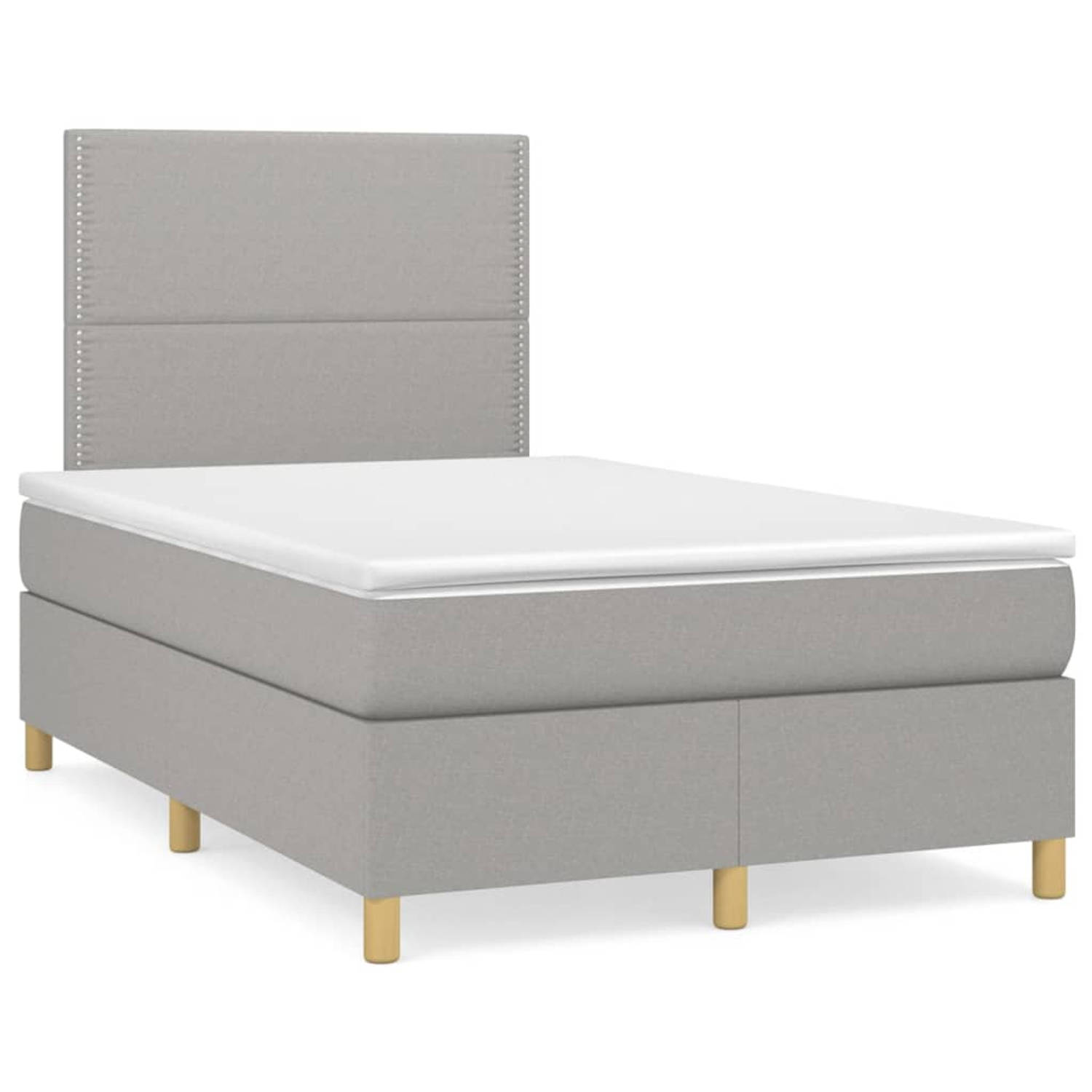 The Living Store Boxspring met matras stof lichtgrijs 120x200 cm - Boxspring - Boxsprings - Bed - Slaapmeubel - Boxspringbed - Boxspring Bed - Tweepersoonsbed - Bed Met Matras - Be