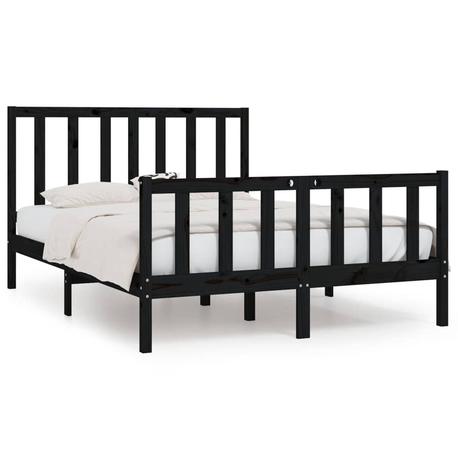 The Living Store Bedframe massief hout zwart 120x190 cm 4FT Small Double - Bedframe - Bedframes - Tweepersoonsbed - Bed - Bedombouw - Dubbel Bed - Frame - Bed Frame - Ledikant - Ho