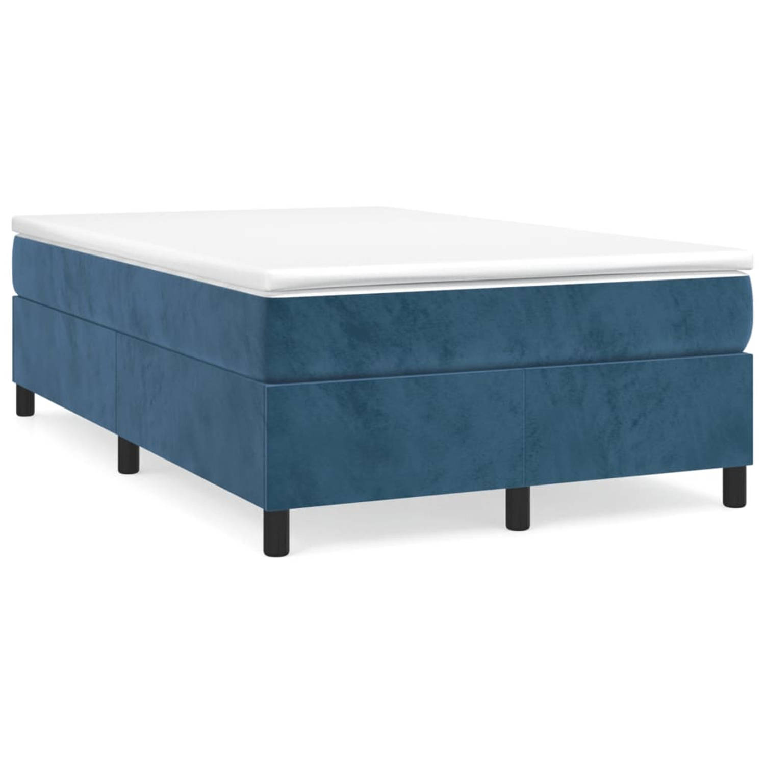 The Living Store Boxspringbed - Velvet - Pocketvering - Middelharde ondersteuning - Huidvriendelijk - Multiplex lattenbodem - Donkerblauw - 203x120x35cm