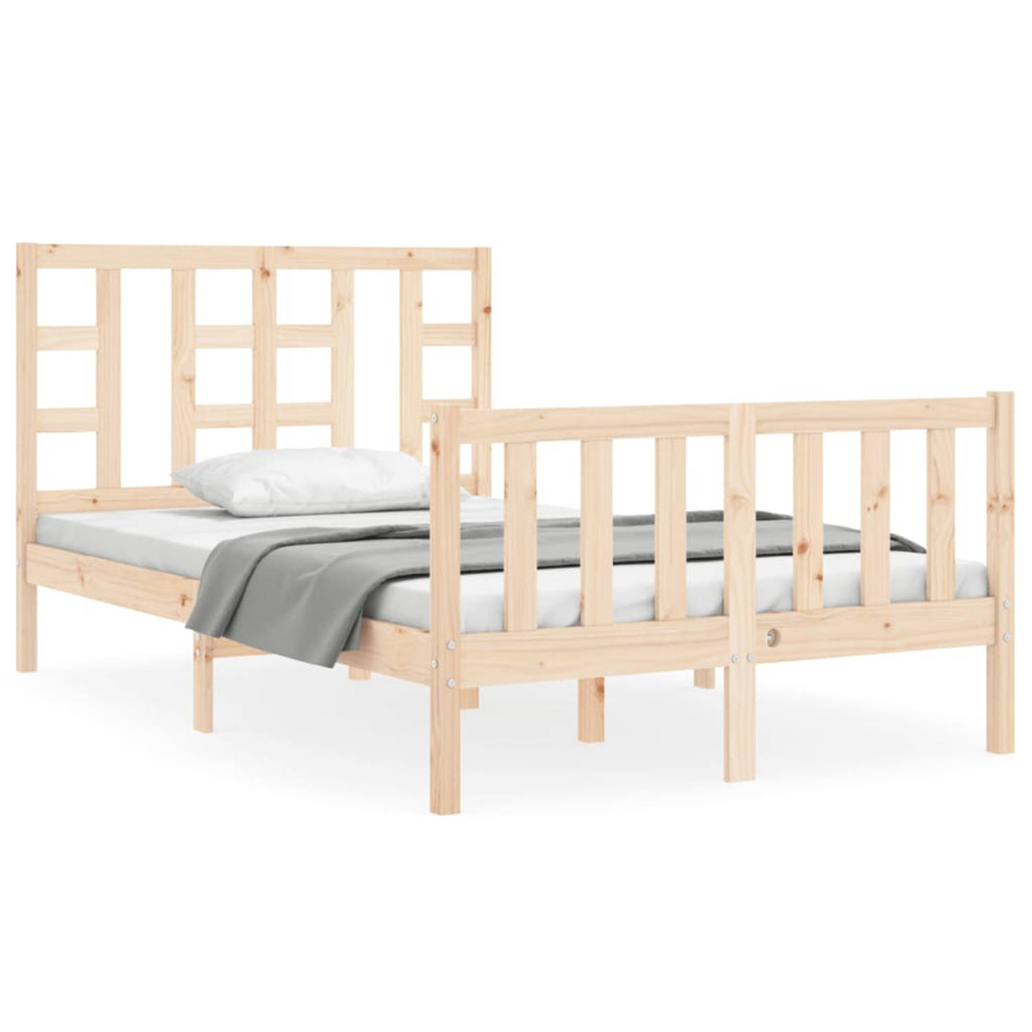 The Living Store Bedframe met hoofdbord massief hout 120x200 cm - Bedframe - Bedframes - Bed - Tweepersoonsbed - Slaapkamermeubel - Houten Bedframe - Houten Bed - Bedbodem - Massie