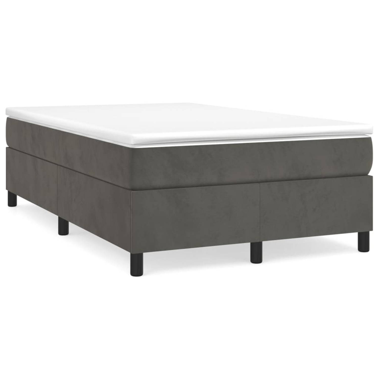 The Living Store Boxspringframe fluweel donkergrijs 120x200 cm - Bed