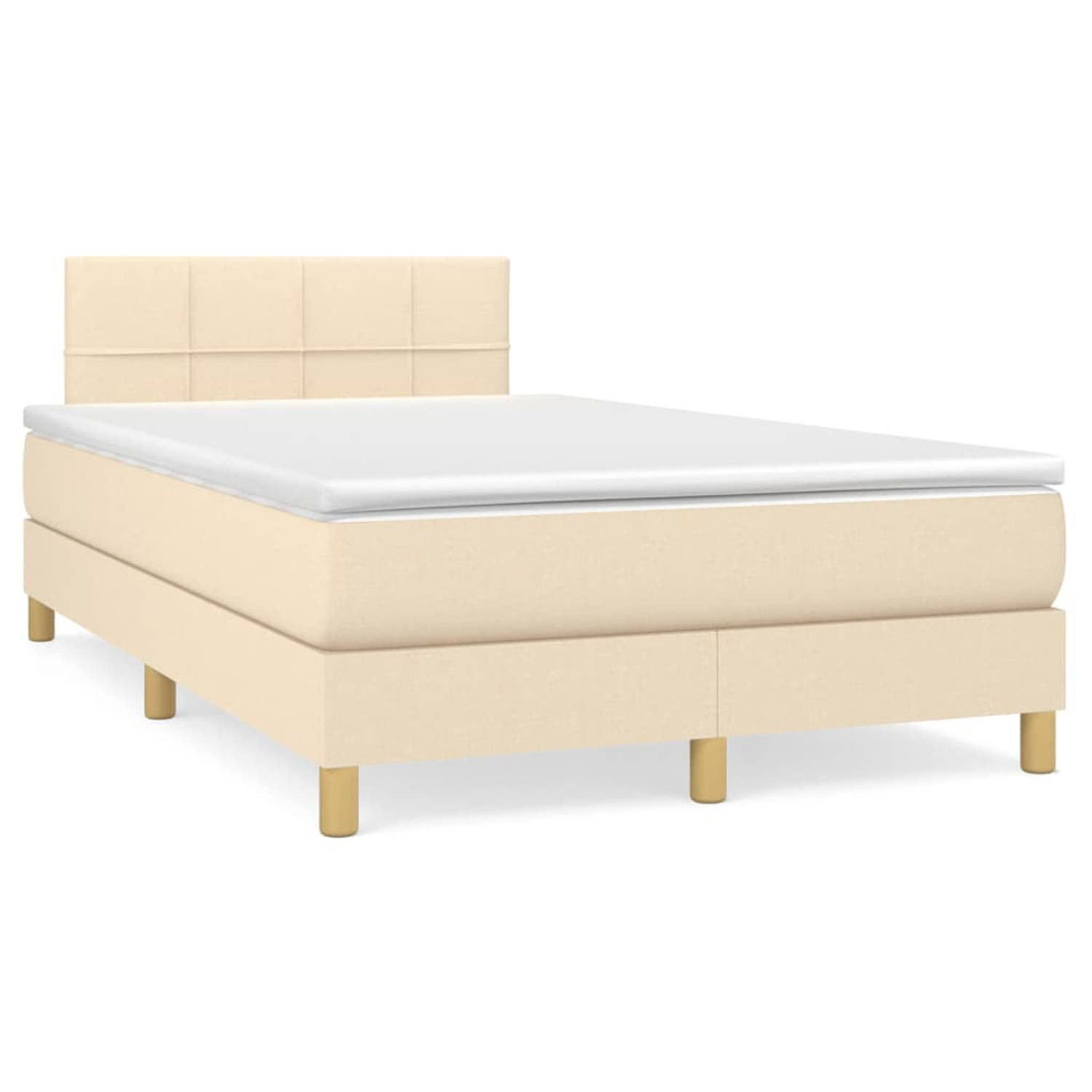 The Living Store Boxspring met matras stof crèmekleurig 120x200 cm - Boxspring - Boxsprings - Bed - Slaapmeubel - Boxspringbed - Boxspring Bed - Tweepersoonsbed - Bed Met Matras -