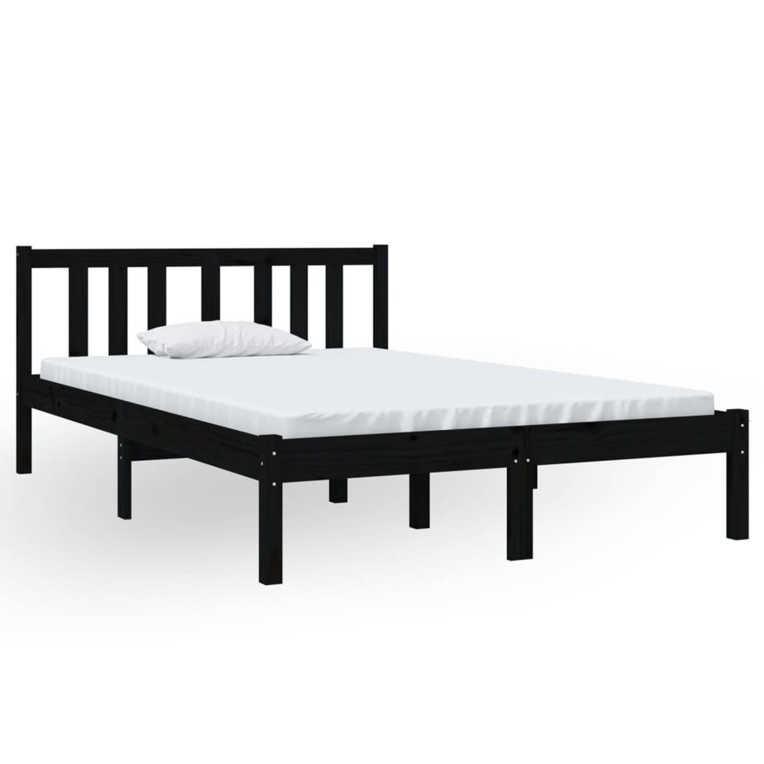 The Living Store Bedframe massief hout zwart 120x190 cm 4FT Small Double - Bedframe - Bedframes - Bed - Bedbodem - Ledikant - Bed Frame - Massief Houten Bedframe - Slaapmeubel - Tw