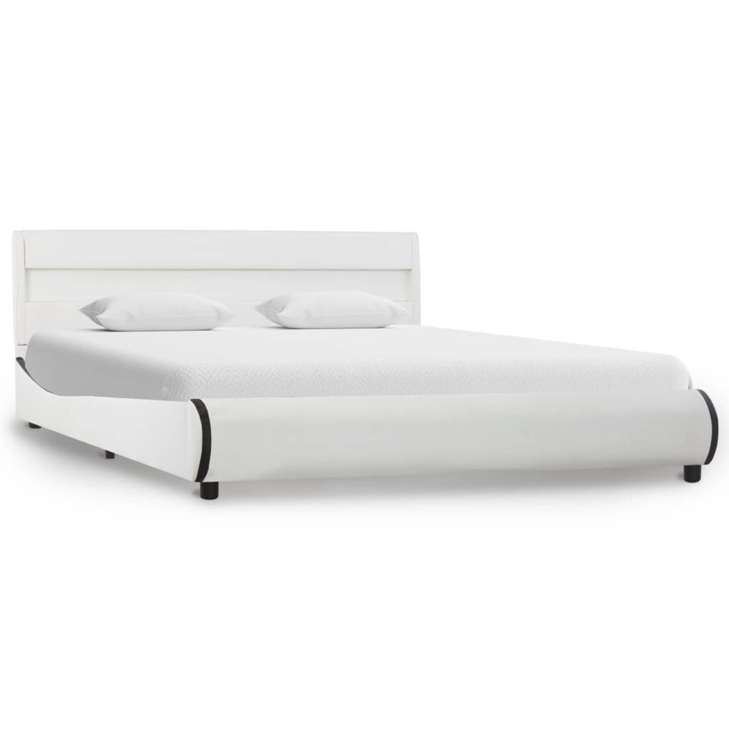 The Living Store Bedframe met LED kunstleer wit 120x200 cm - Bed