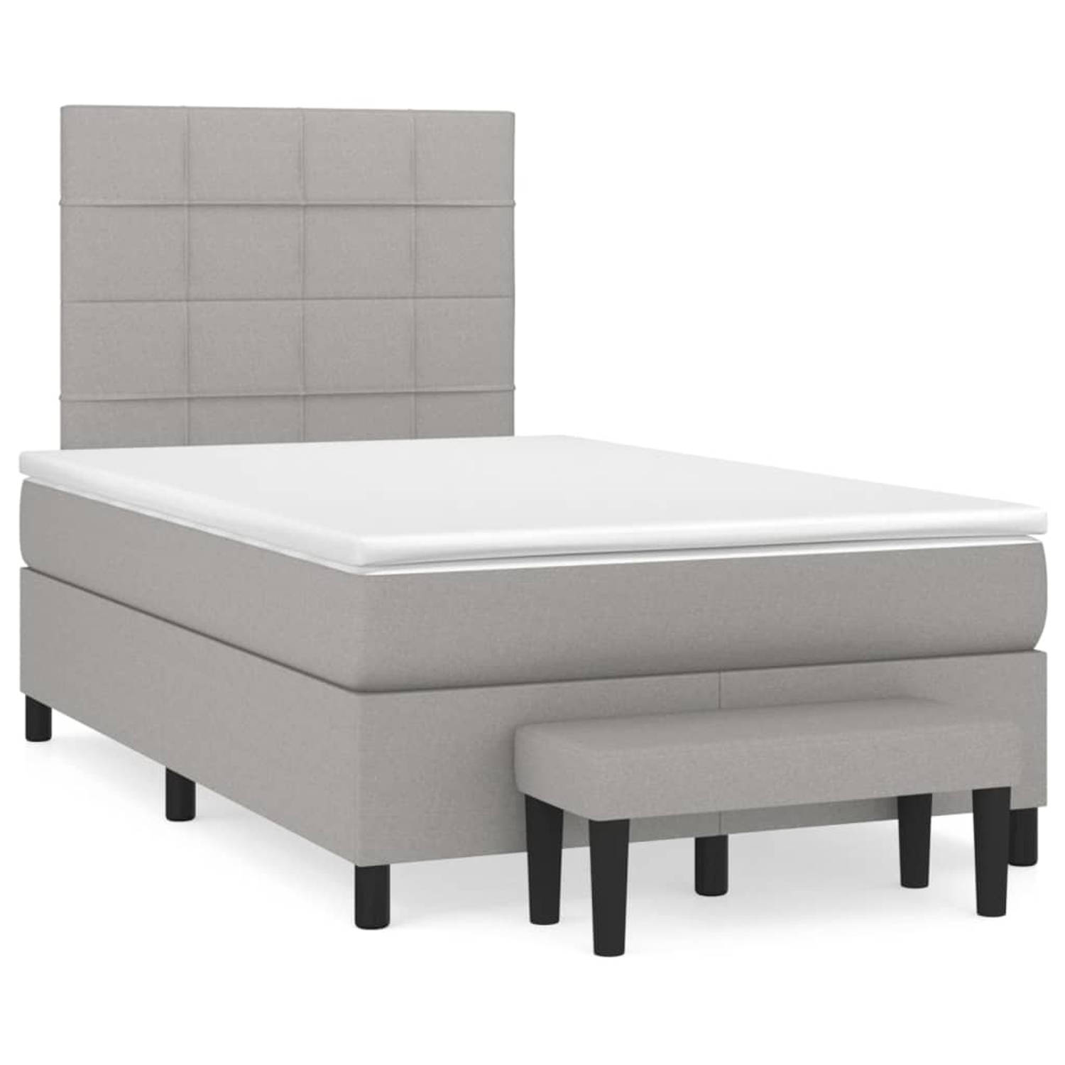 The Living Store Boxspring met matras stof lichtgrijs 120x200 cm - Bed