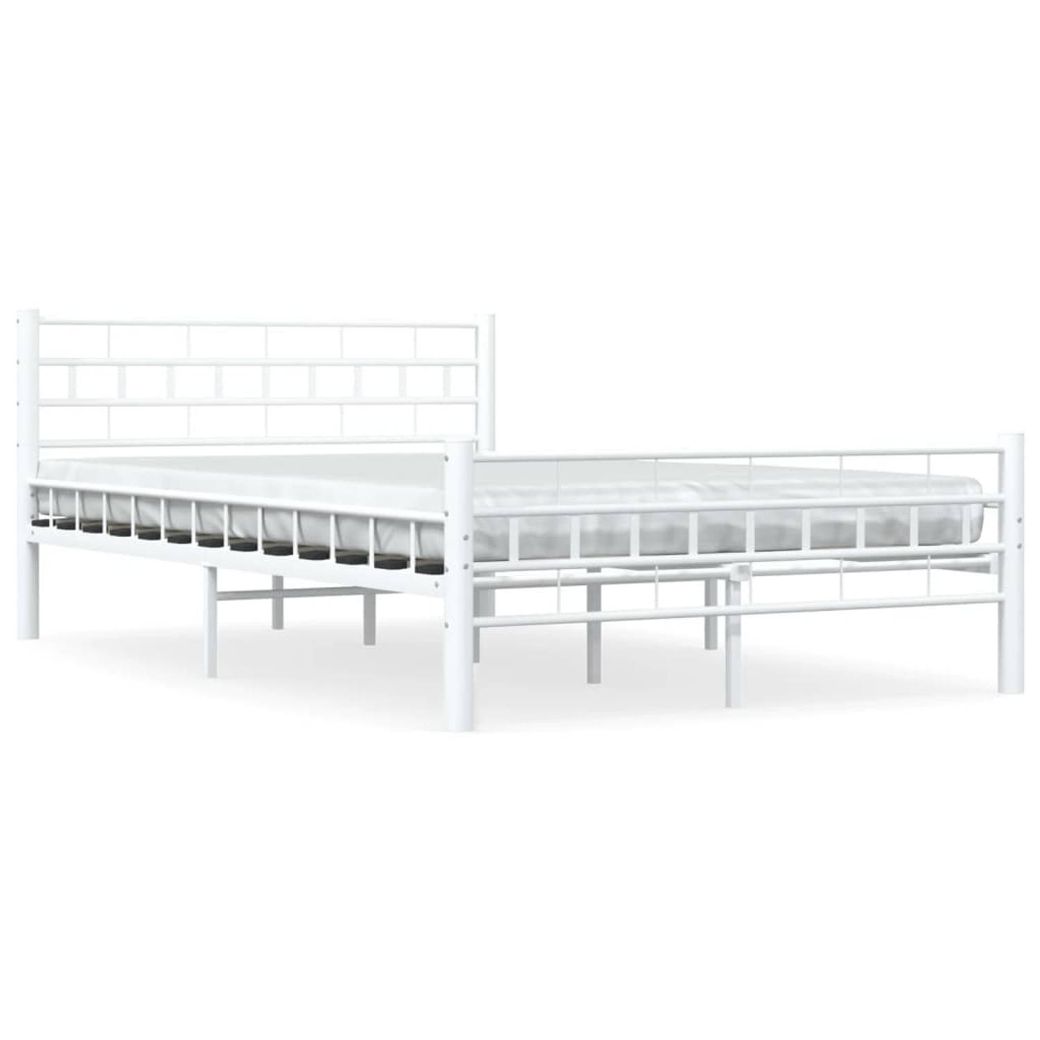 The Living Store Bedframe metaal wit 120x200 cm - Bed